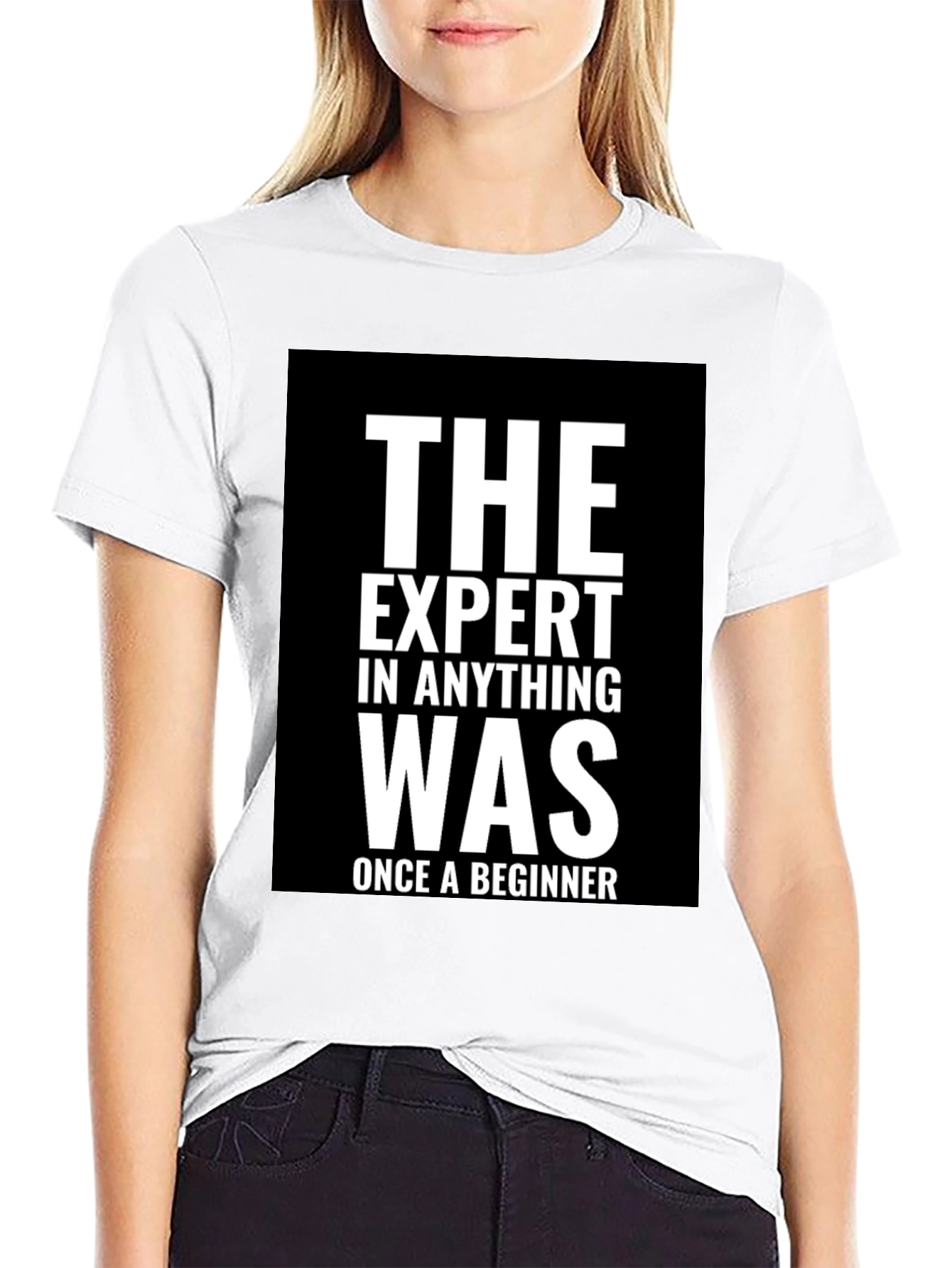 Black Expert Beginner T-Shirt - Motivational Black Tee view 9