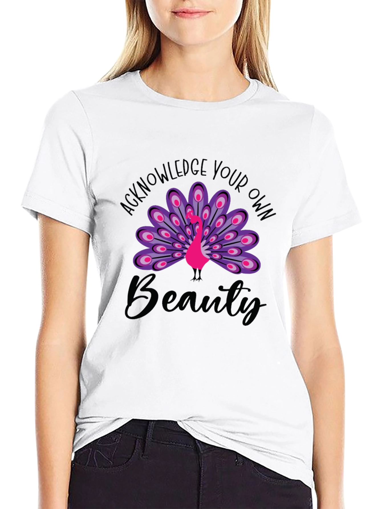 Black Acknowledge Your Own Beauty Black Graphic Tee view 9