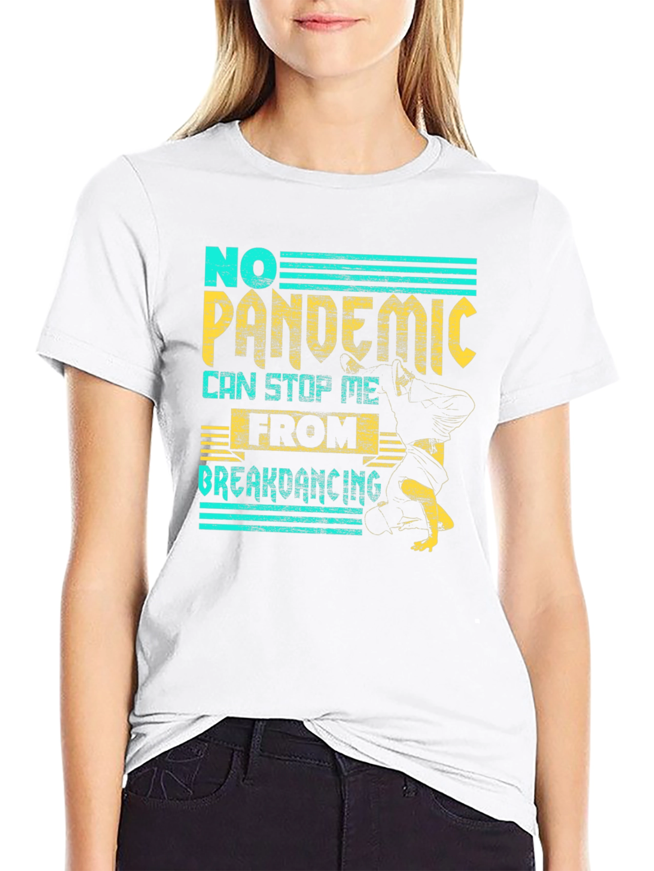 Black No Pandemic Breakdancing Graphic Tee view 9