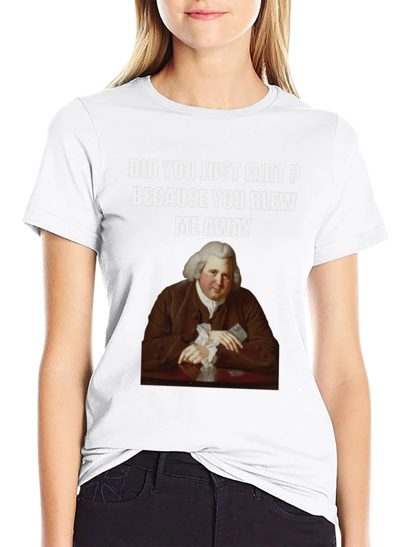 Black Humorous Fart T-Shirt with Classical Art view 9