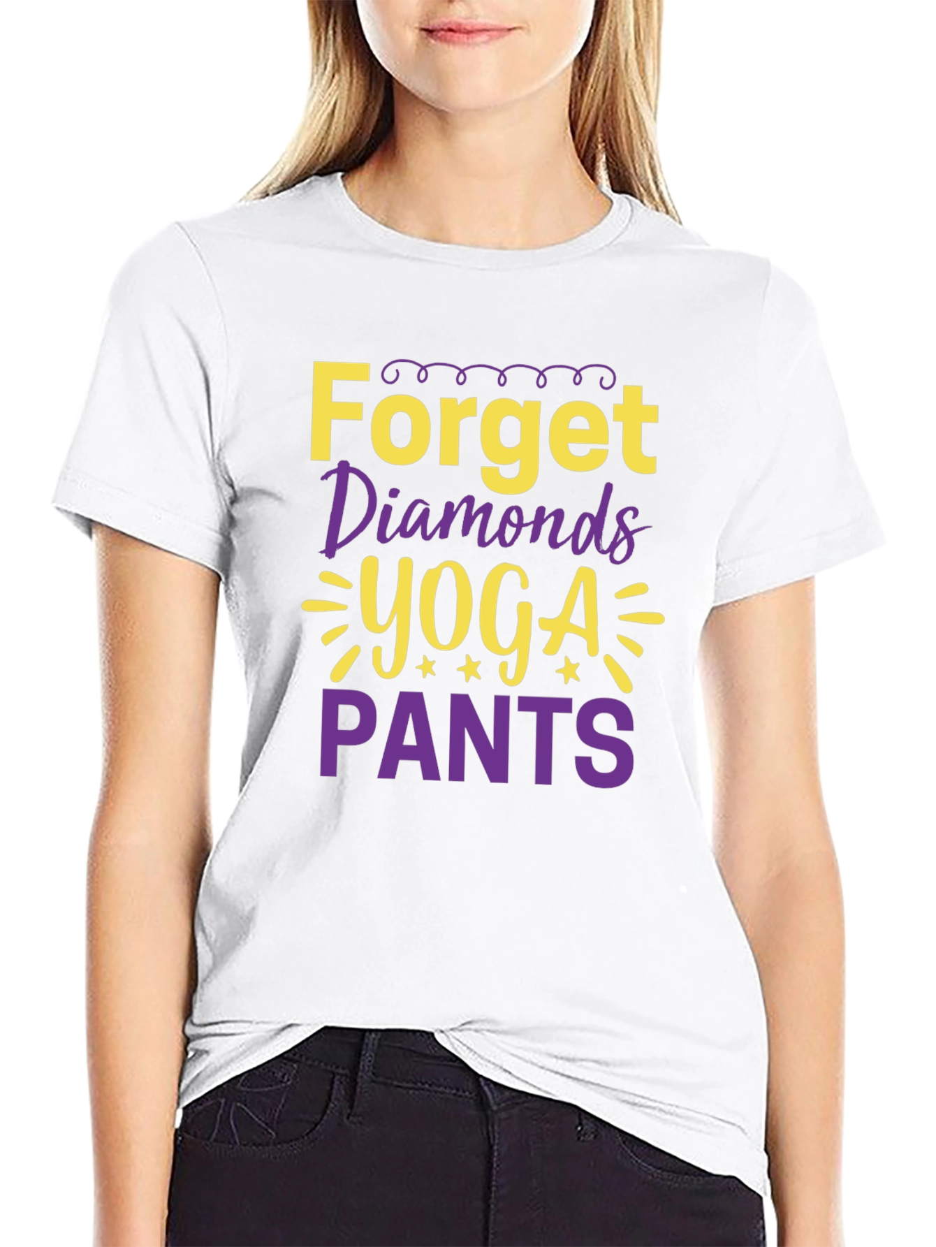Black Forget Diamonds Yoga Pants Graphic Tee view 9