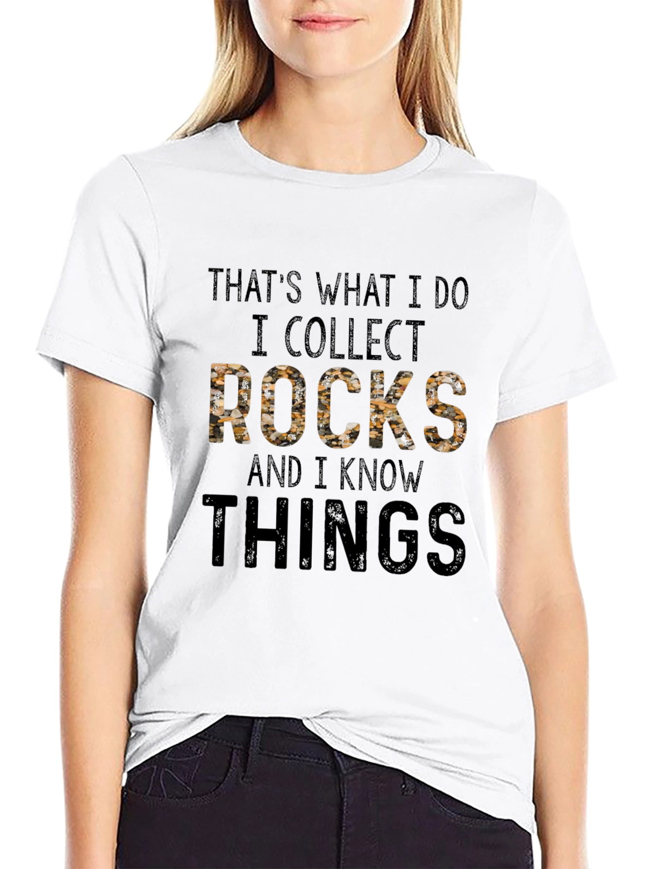 Black That's What I Do I Collect Rocks Funny T-Shirt view 9