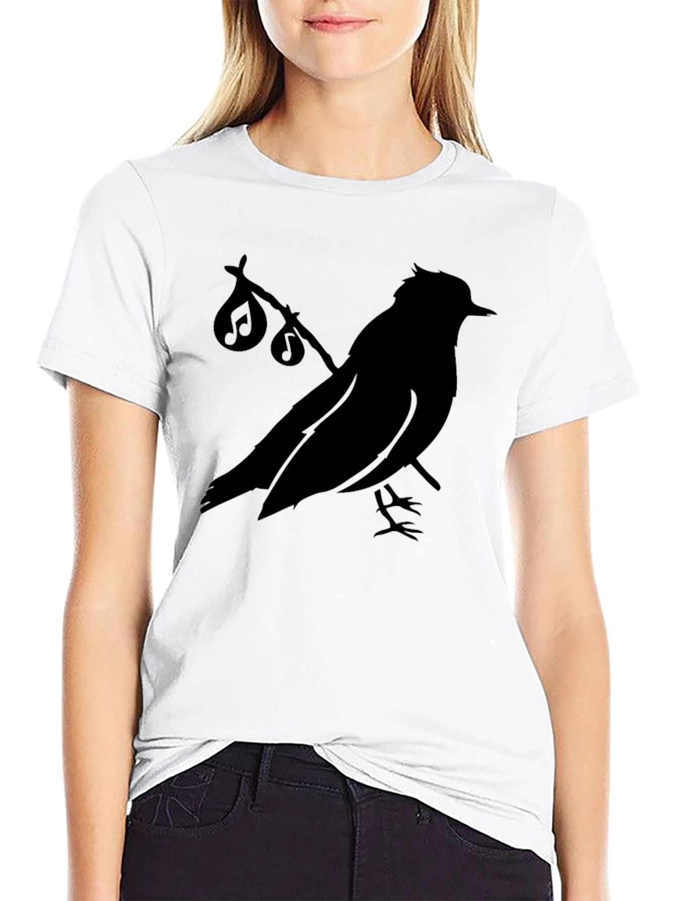 Black Musical Bird Silhouette Black T-Shirt view 9
