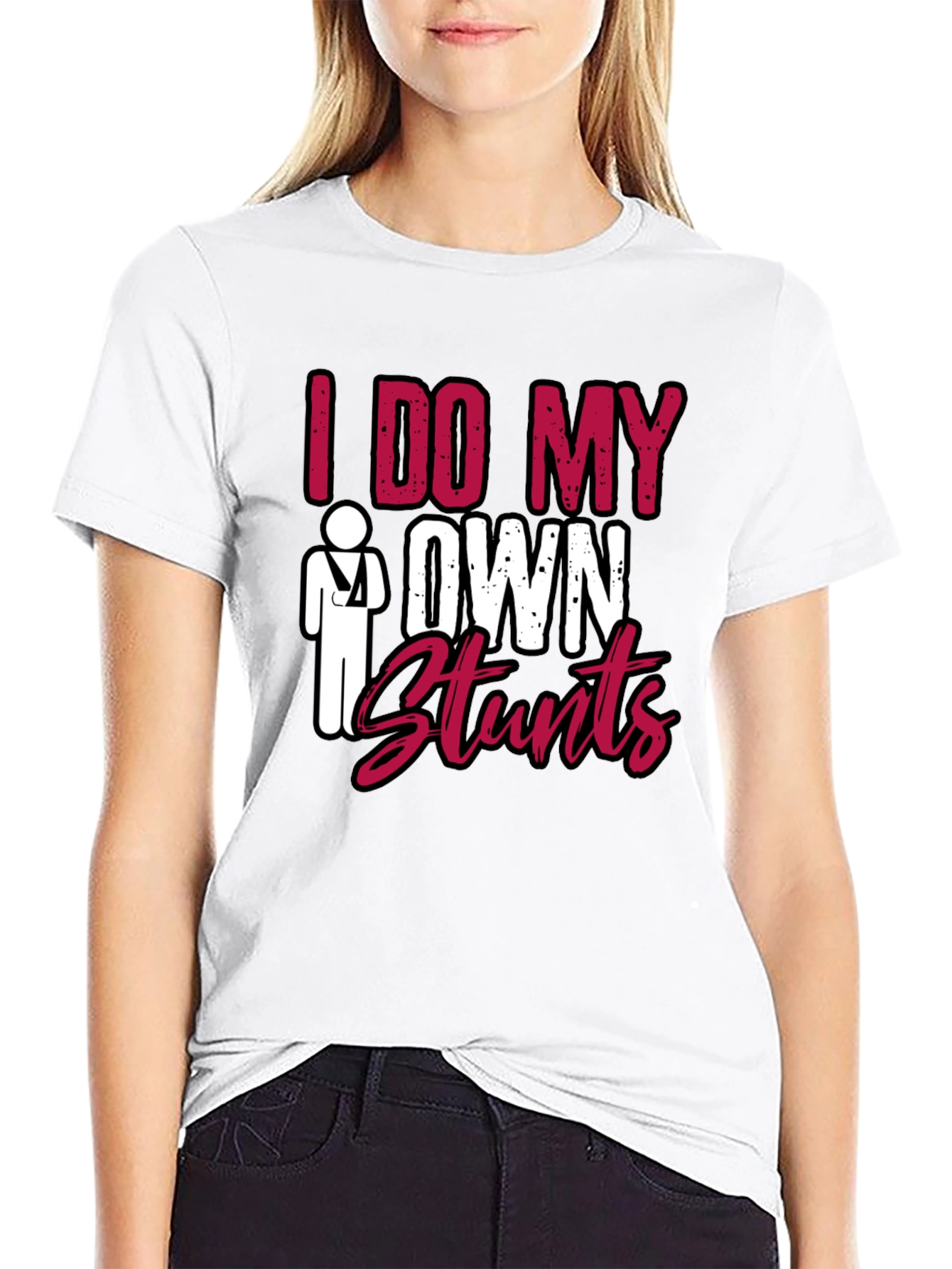 Black I Do My Own Stunts Graphic Tee view 9