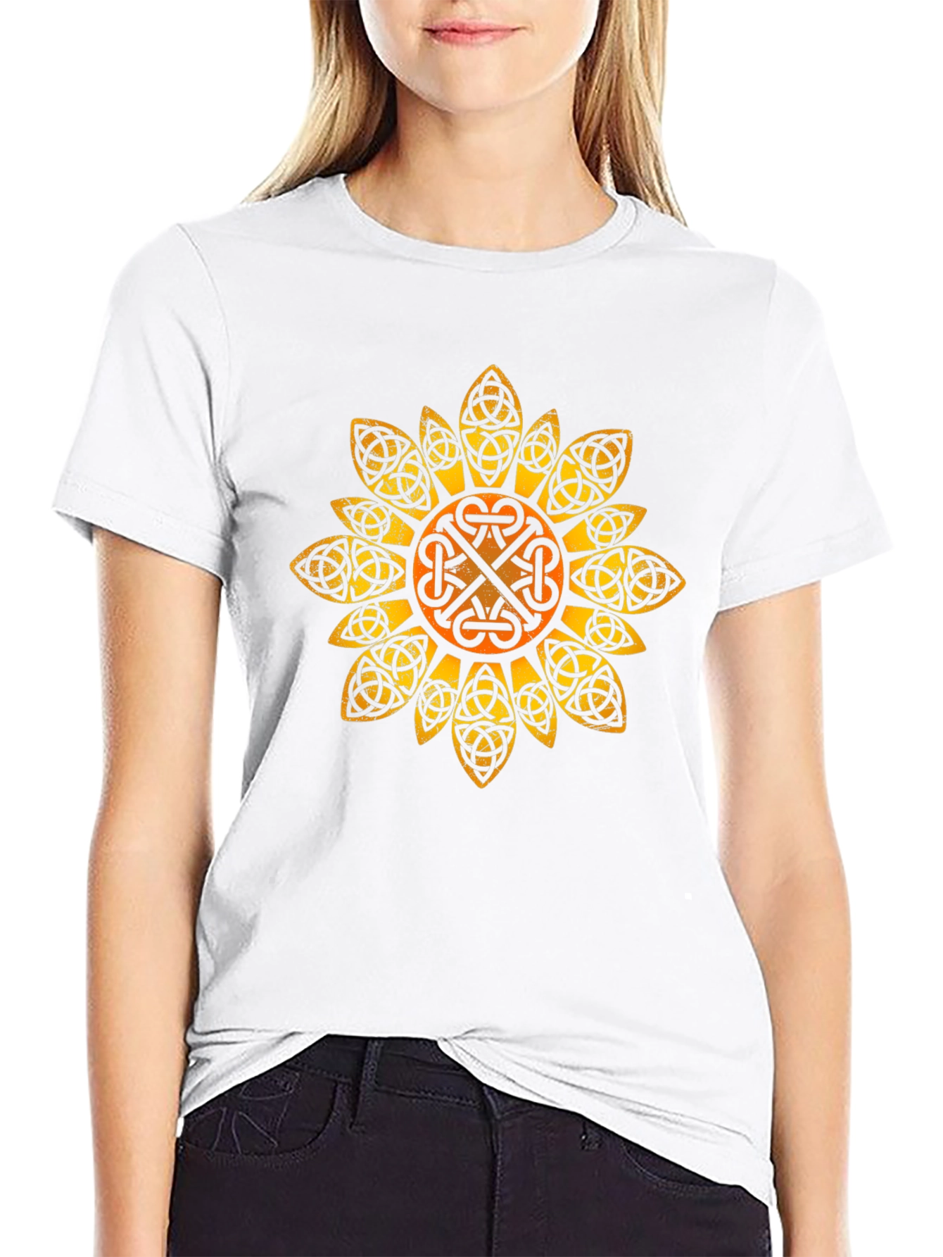Black Celtic Knot Sunflower Graphic Tee - Black view 9