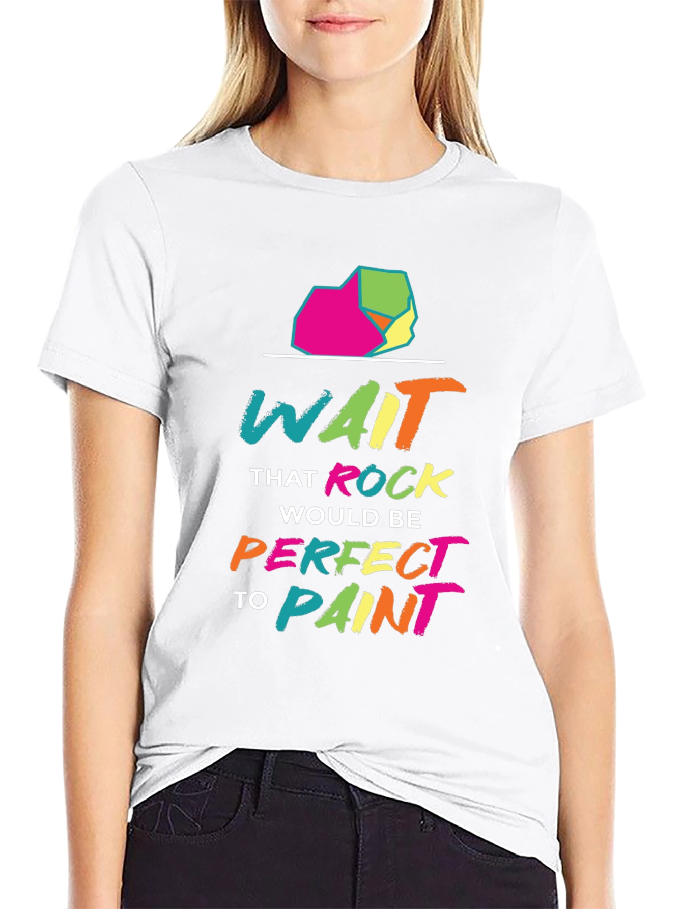 Black Colorful Rock Painting T-Shirt - Unique Graphic Tee view 9