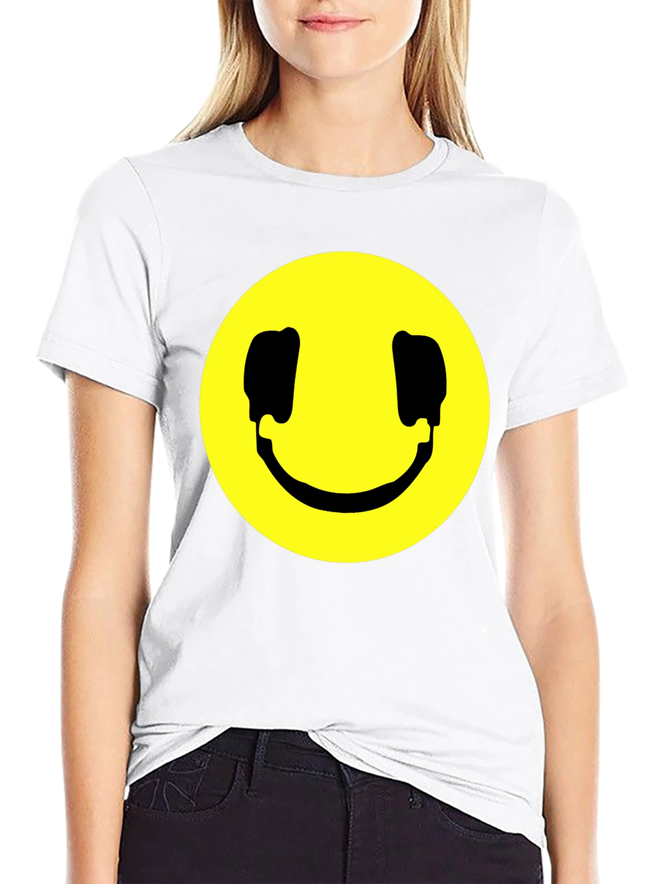 Black Smiley Face Graphic Black T-Shirt view 9
