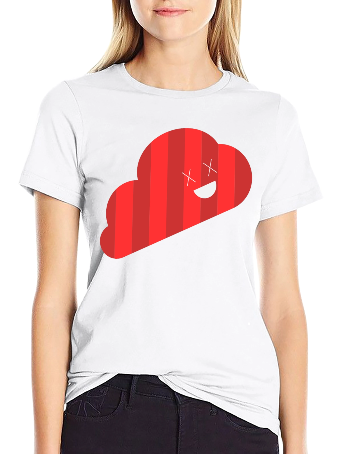 Black Red Cloud Graphic Tee - Funny Cartoon Design view 9