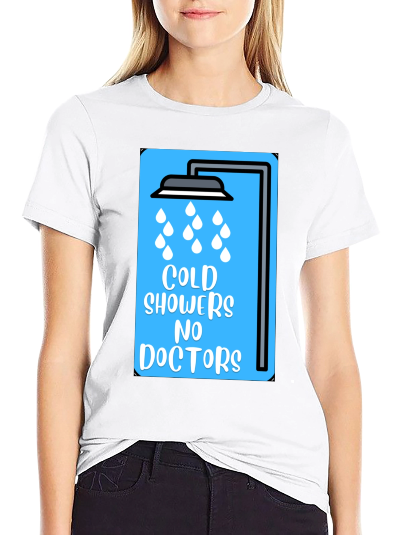 Black Cold Showers No Doctors Graphic Tee view 9
