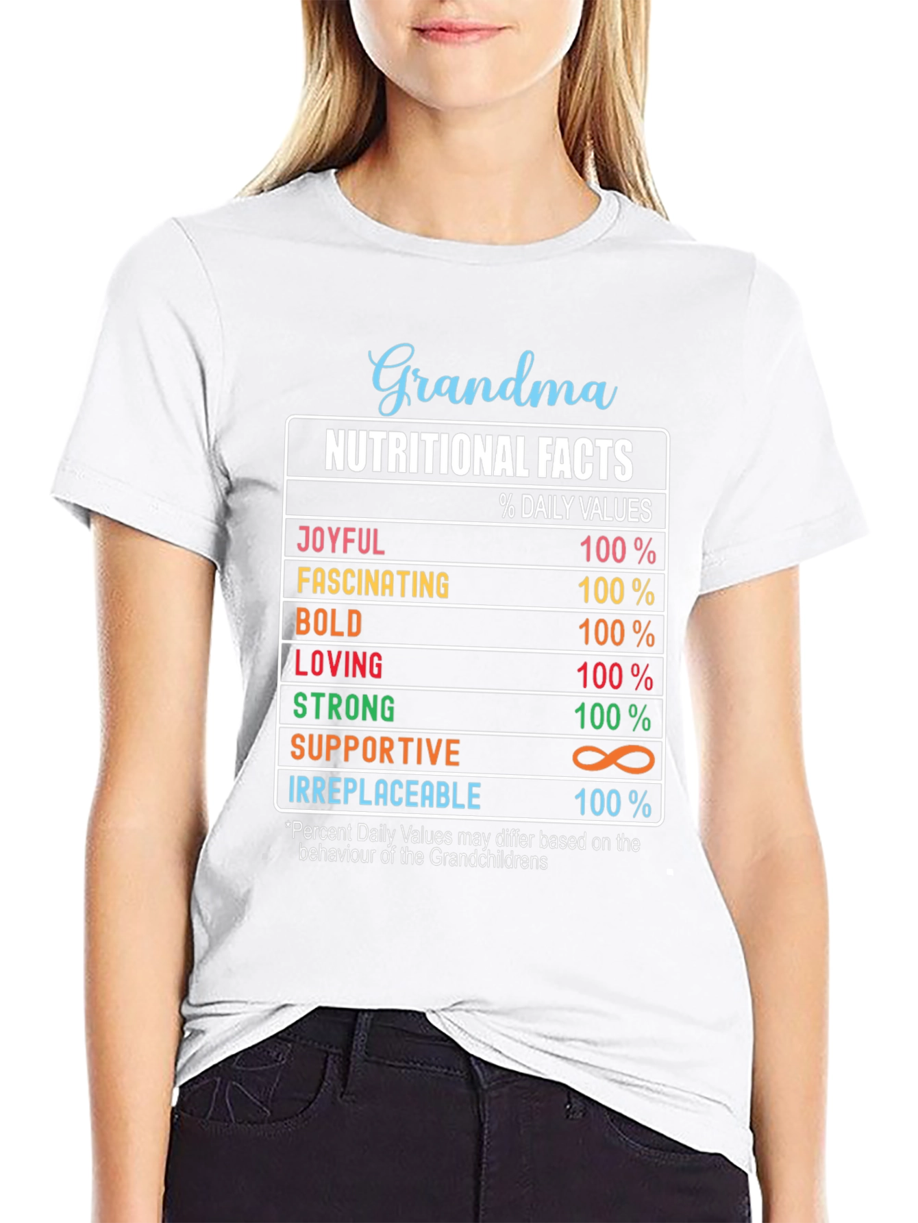 Black Grandma Nutritional Facts Graphic T-Shirt view 9