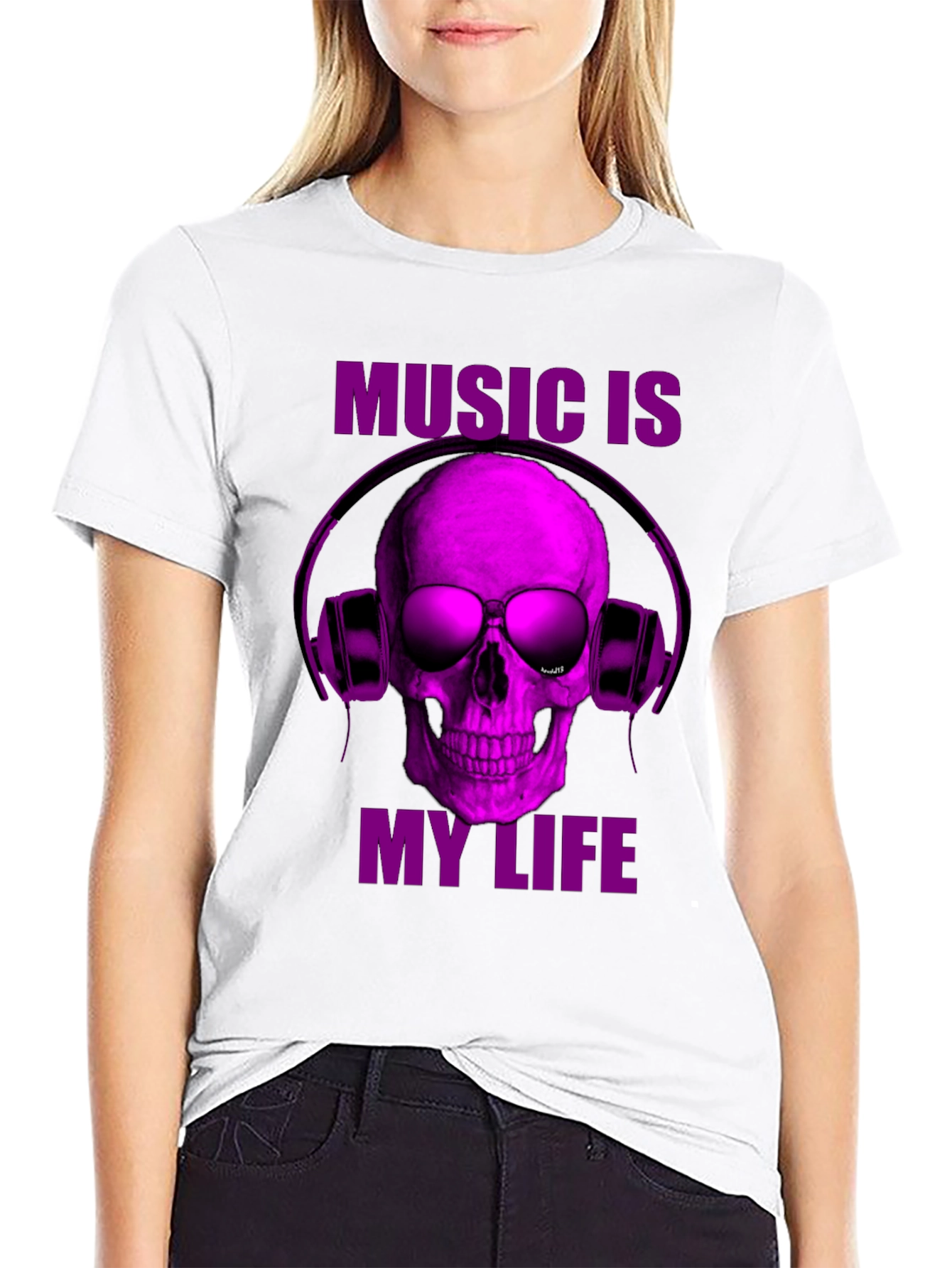 Black Music is My Life Skull Graphic T-Shirt view 9