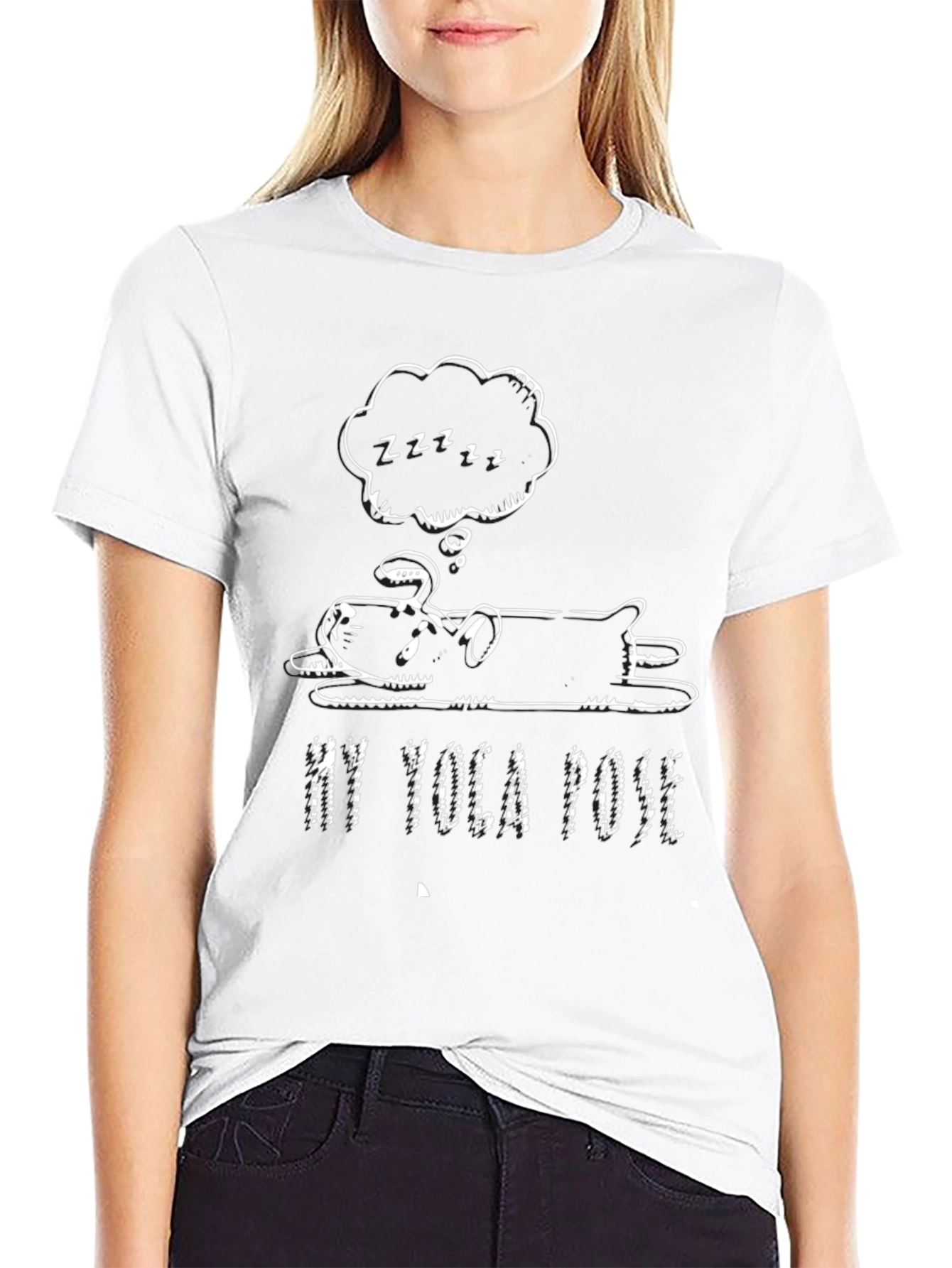 Black My Yoga Pose Black Graphic T-Shirt view 9