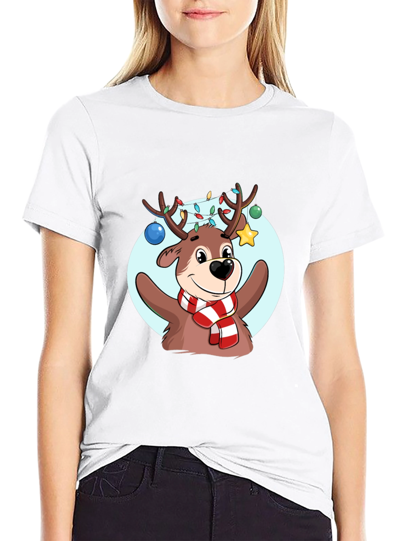 Black Festive Reindeer Graphic Tee - Holiday Cheer view 9