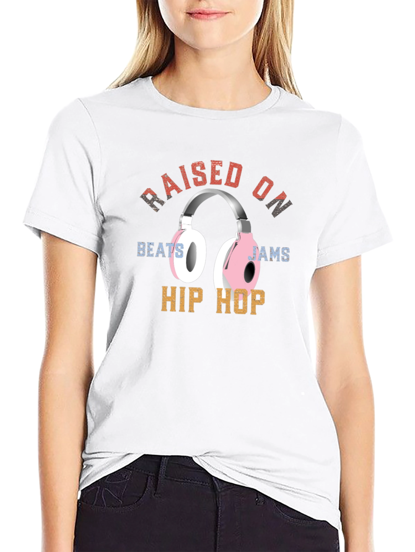 Black Raised On Beats Hip Hop T-Shirt view 9