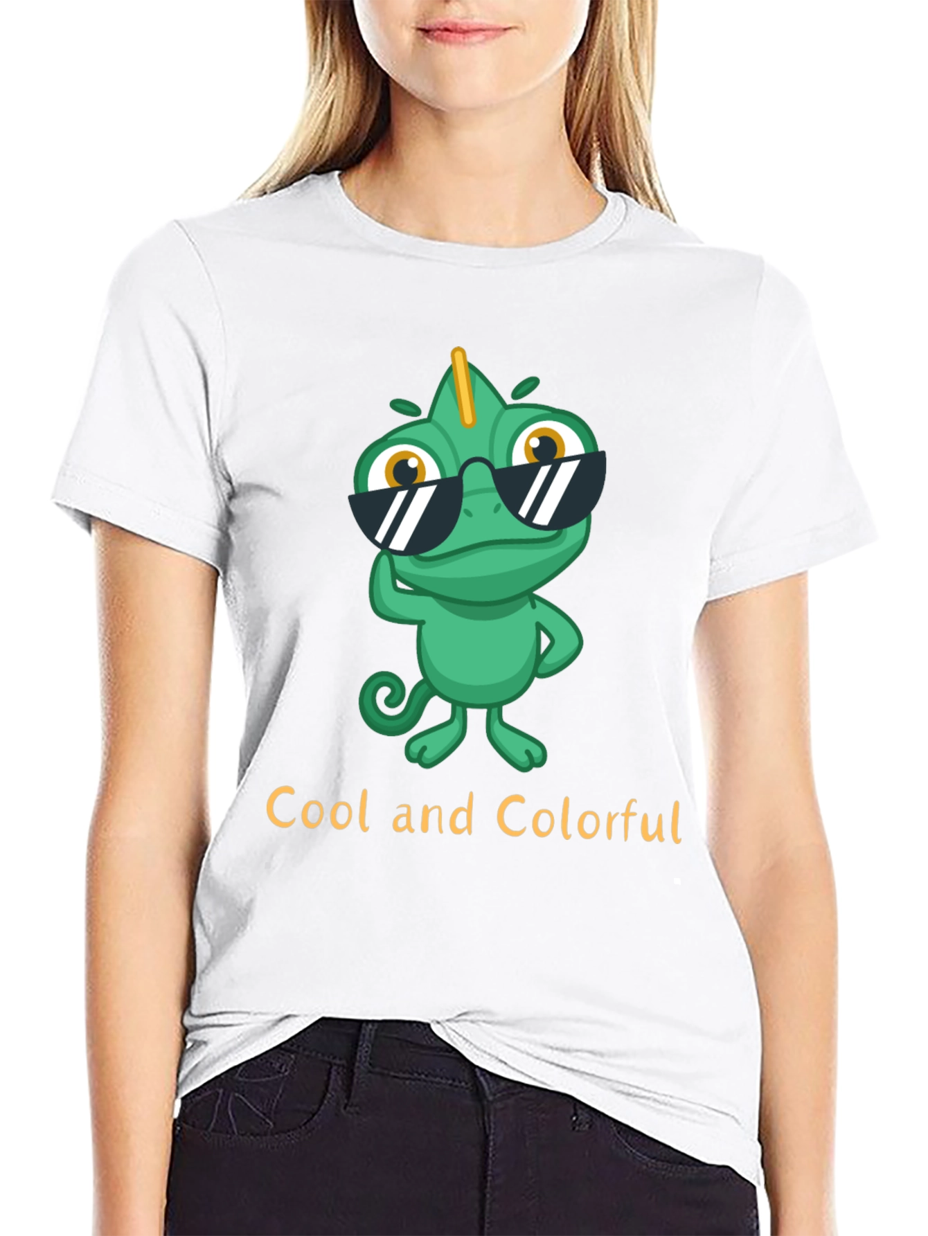 Black Cool Chameleon T-Shirt - Unique Colorful Design view 9