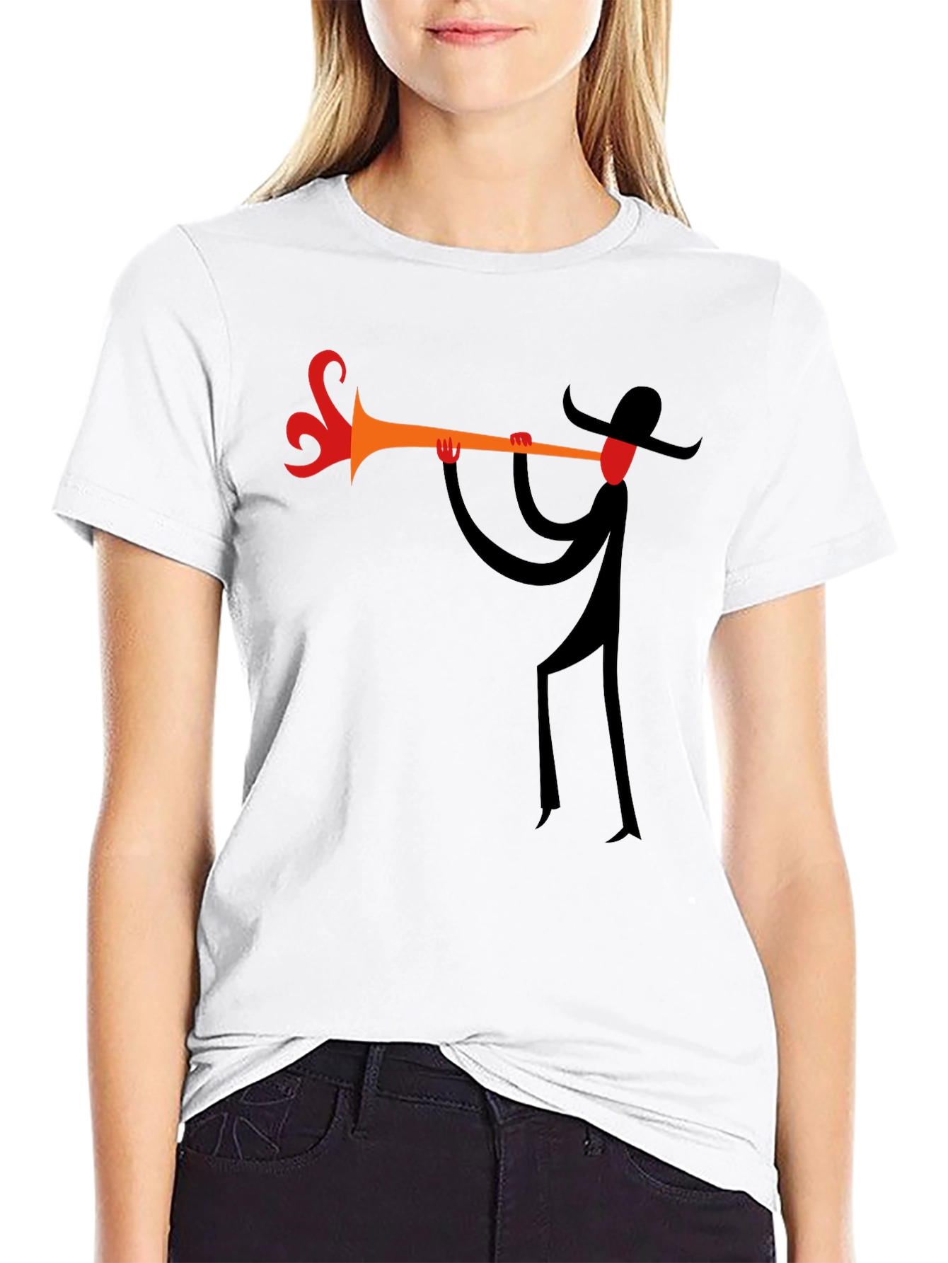 Black Abstract Trumpet Player Black T-Shirt view 9