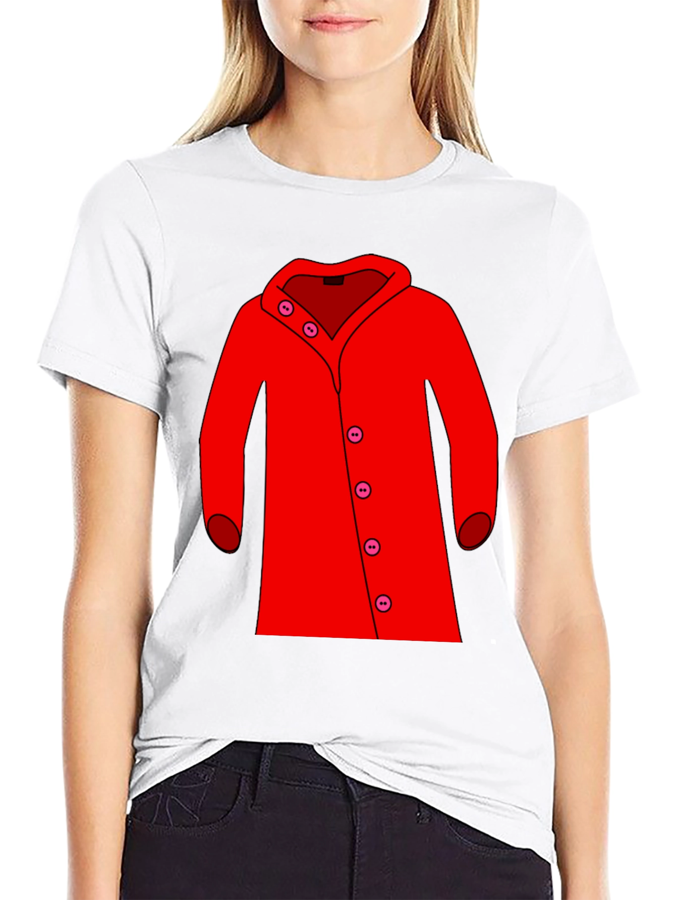 Black Red Coat Graphic Tee - Stylish Unisex T-Shirt view 9