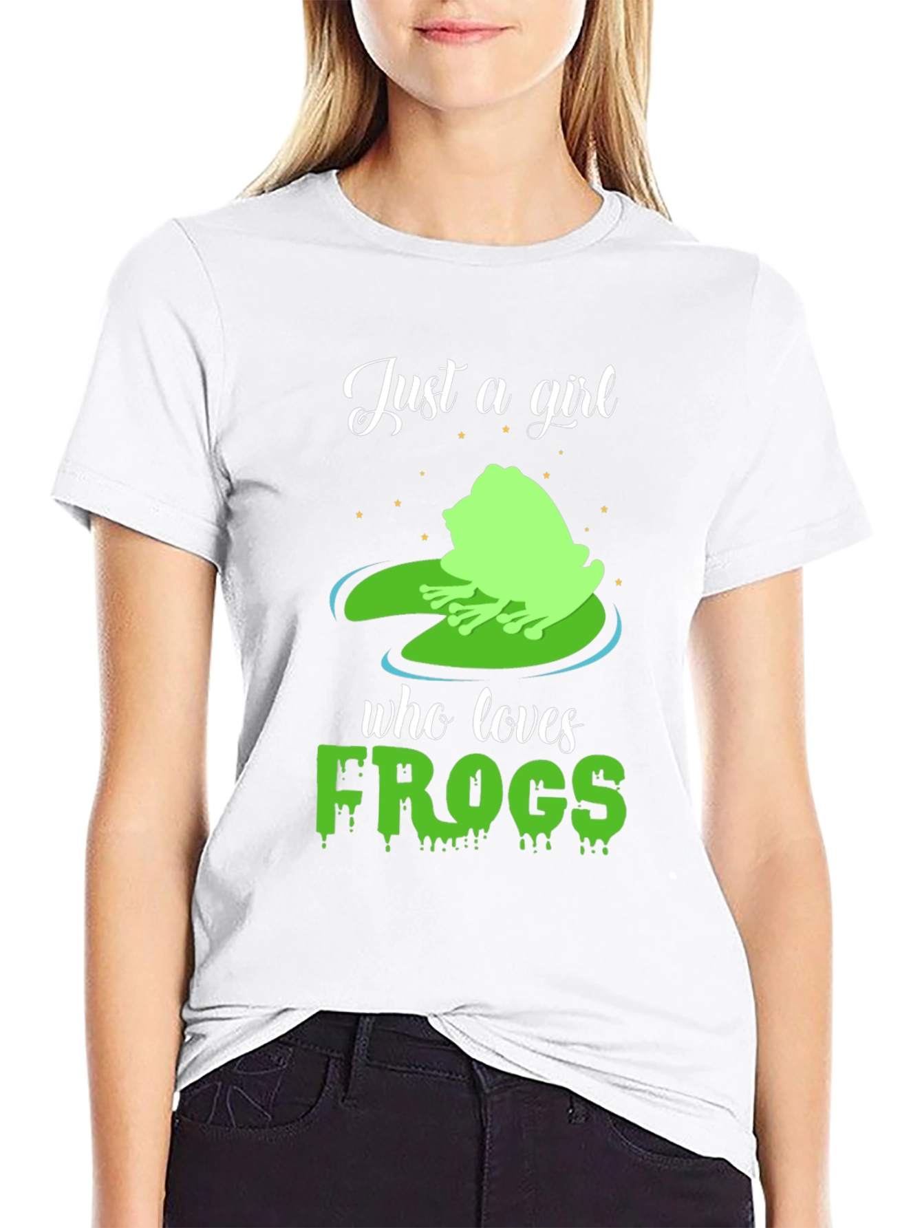 Black Just A Girl Who Loves Frogs T-Shirt view 9
