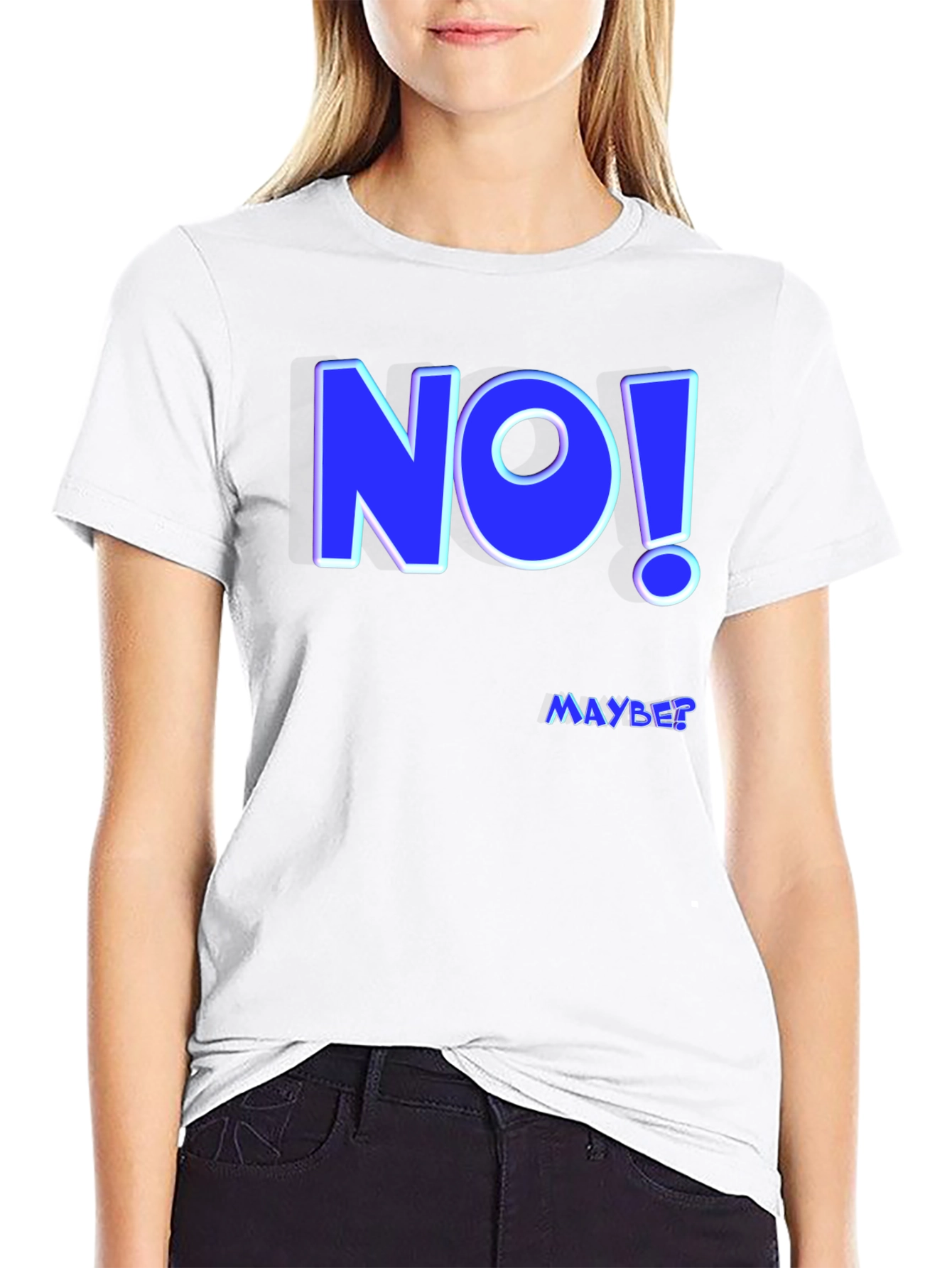 Black Funny "NO! MAYBE?" Graphic Tee - Men's Black T-Shirt view 9