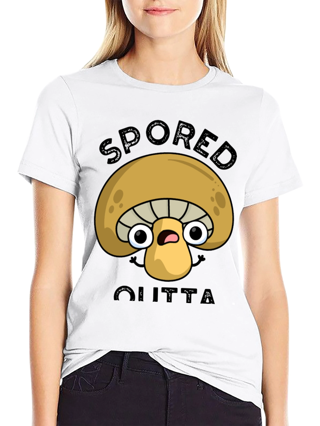 Black Spored Outta Shirt - Funny Mushroom Graphic Tee view 9