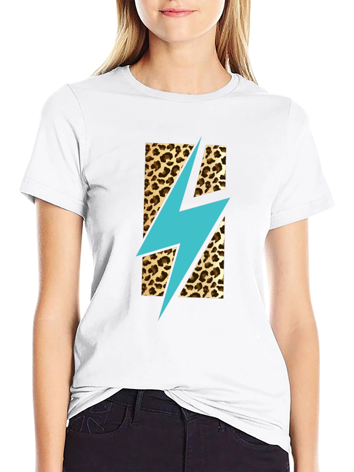 Black Leopard Lightning Bolt T-Shirt - Stylish Graphic Tee view 9