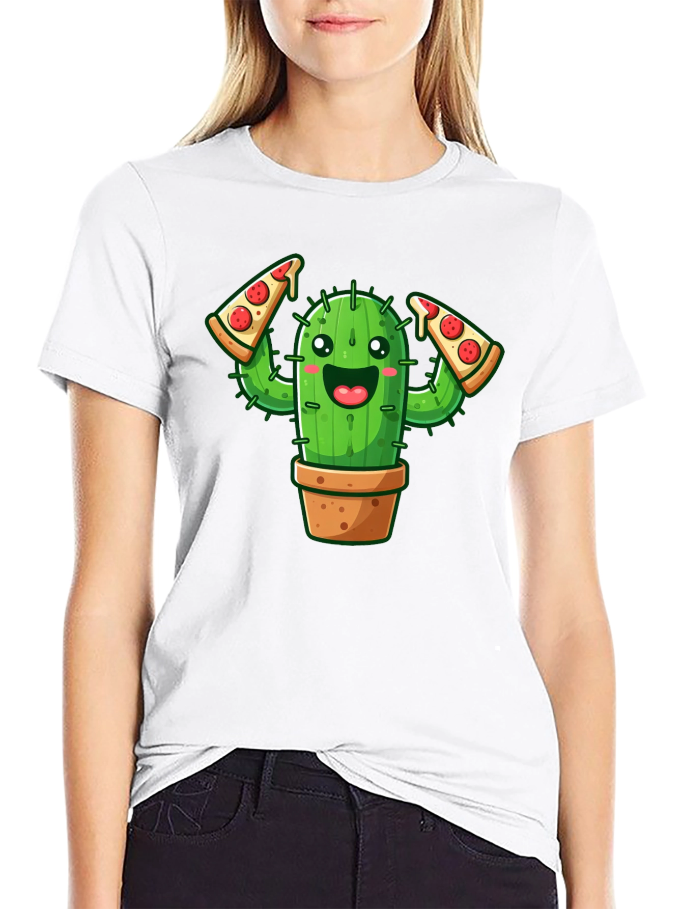 Black Cactus Pizza Lover Graphic Tee - Unisex view 9