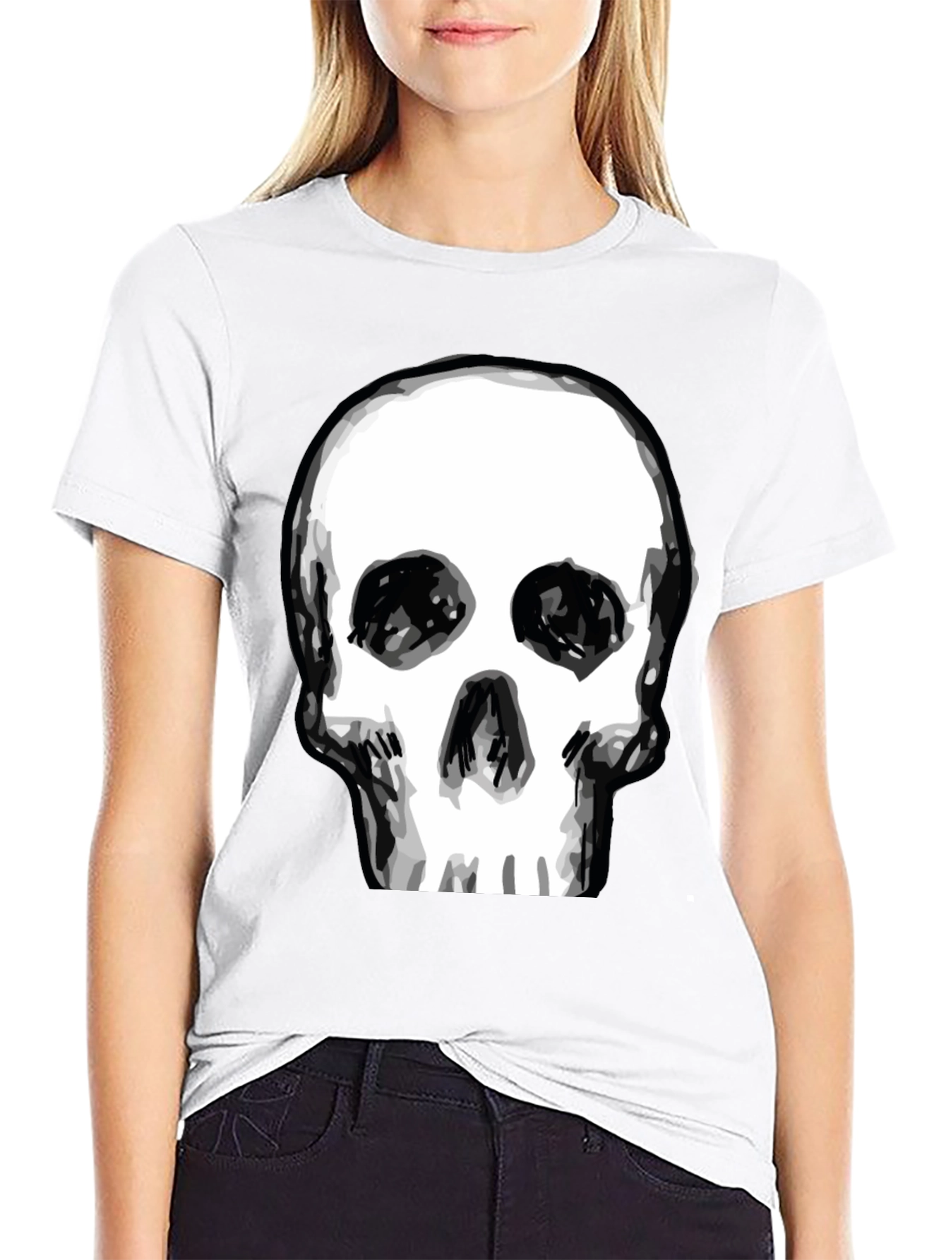 Black Skull Graphic Tee - Men's Black T-Shirt view 9