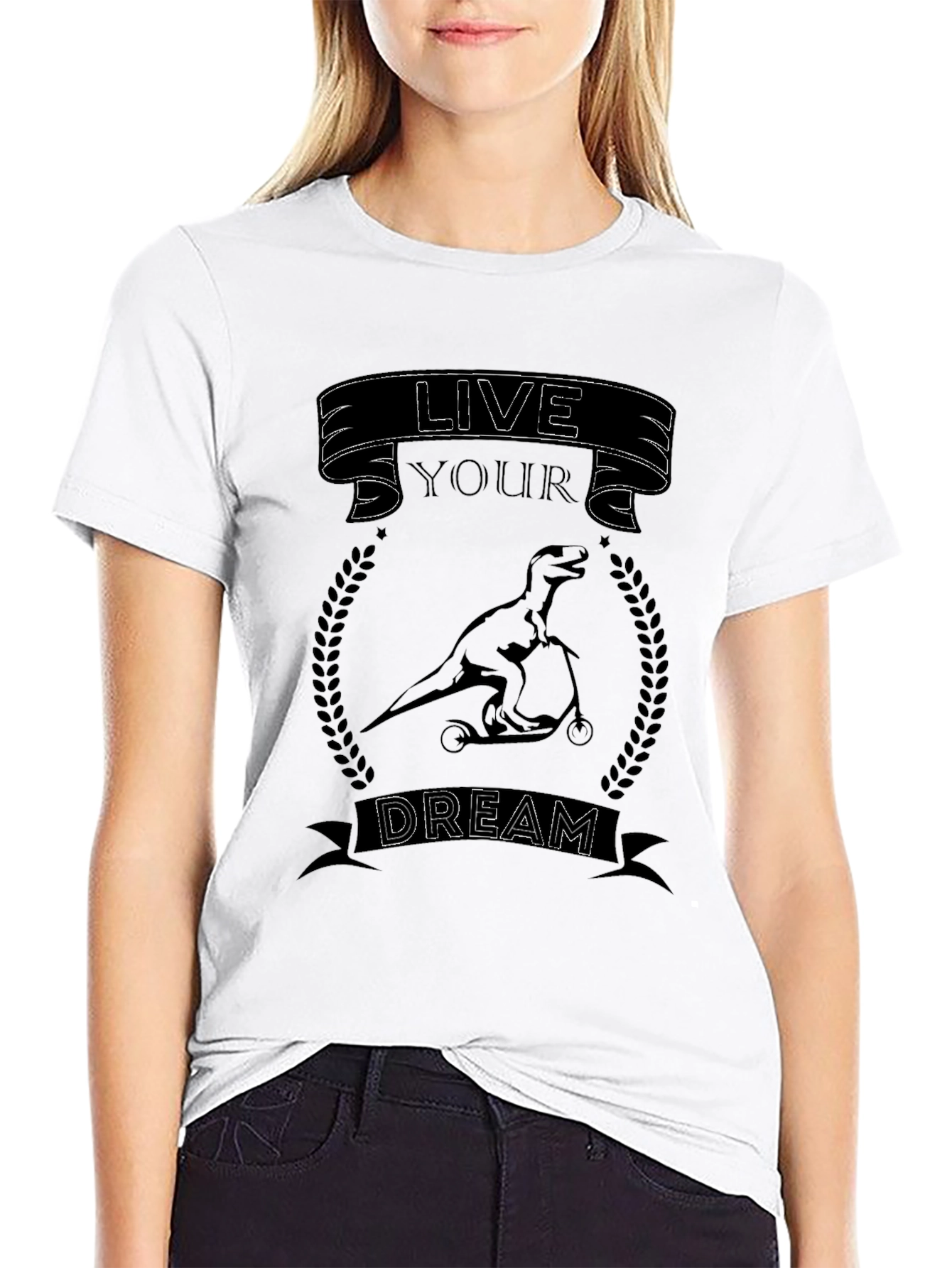 Black Live Your Dream Dinosaur T-Shirt - Black view 9