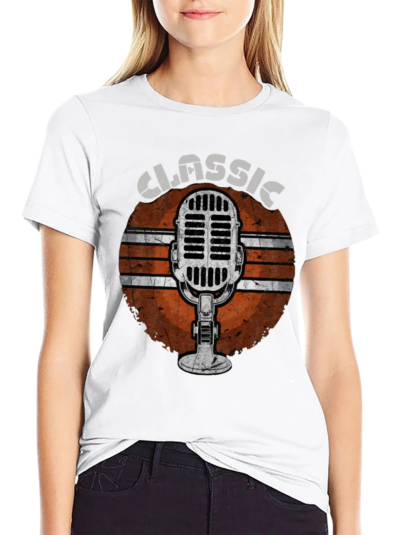 Black Classic Microphone Graphic Tee view 9