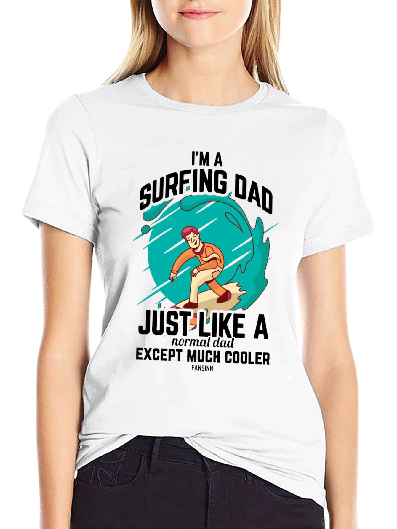 Black Surfing Dad Cool Graphic Tee view 9