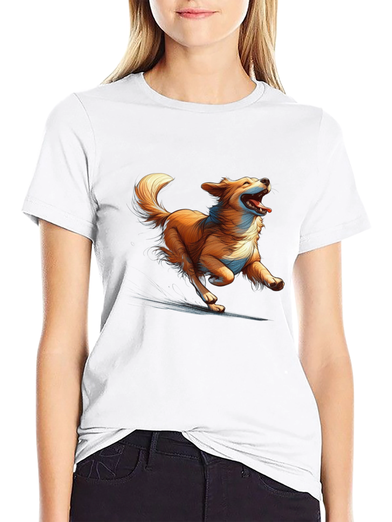 Black Happy Dog Graphic Tee - Black Cotton Blend Comfort view 9