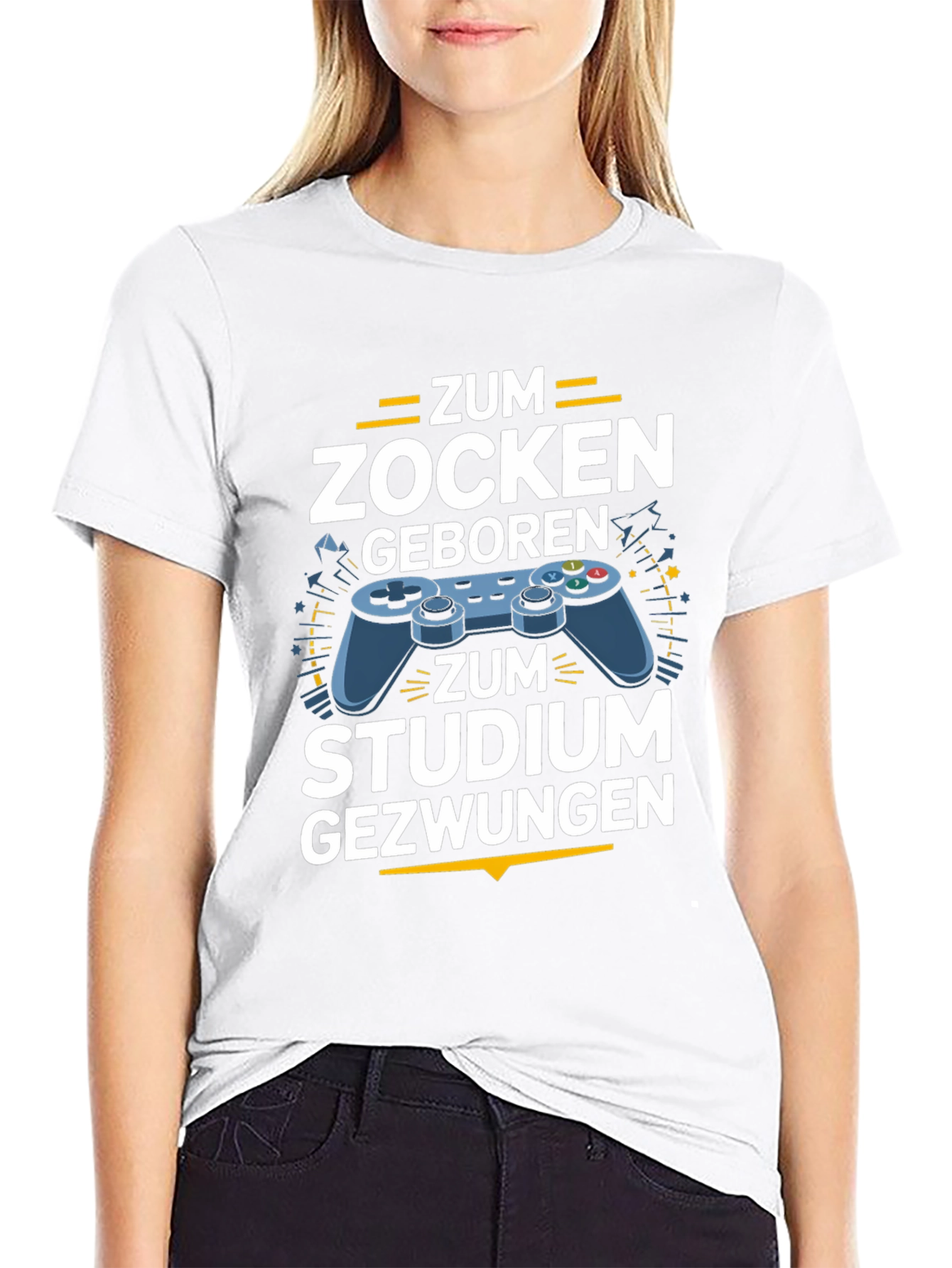 Black Gamer T-Shirt - Zum Zocken Geboren, Studium Gezwungen view 9