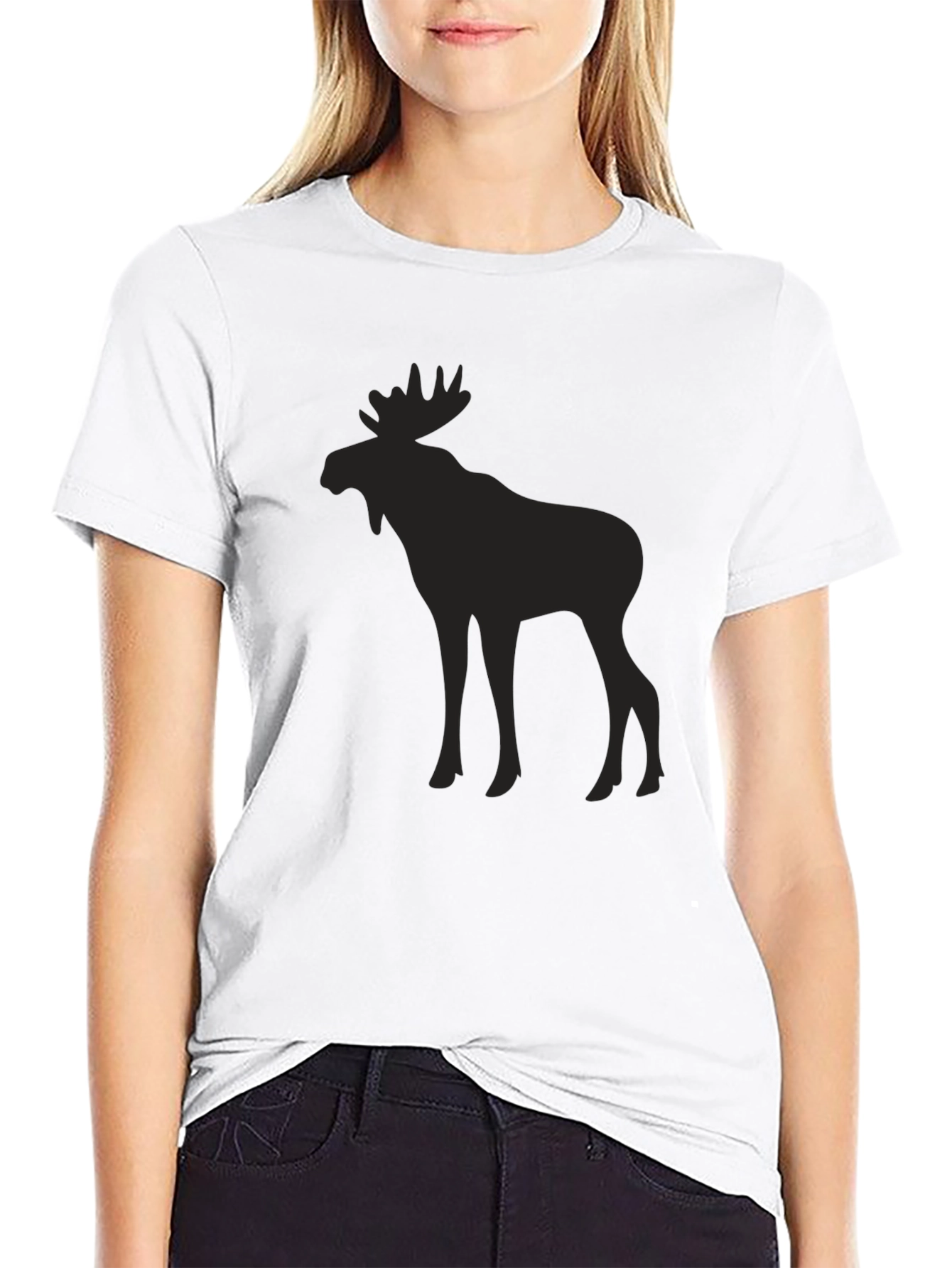 Black Moose Silhouette T-Shirt - Black view 9