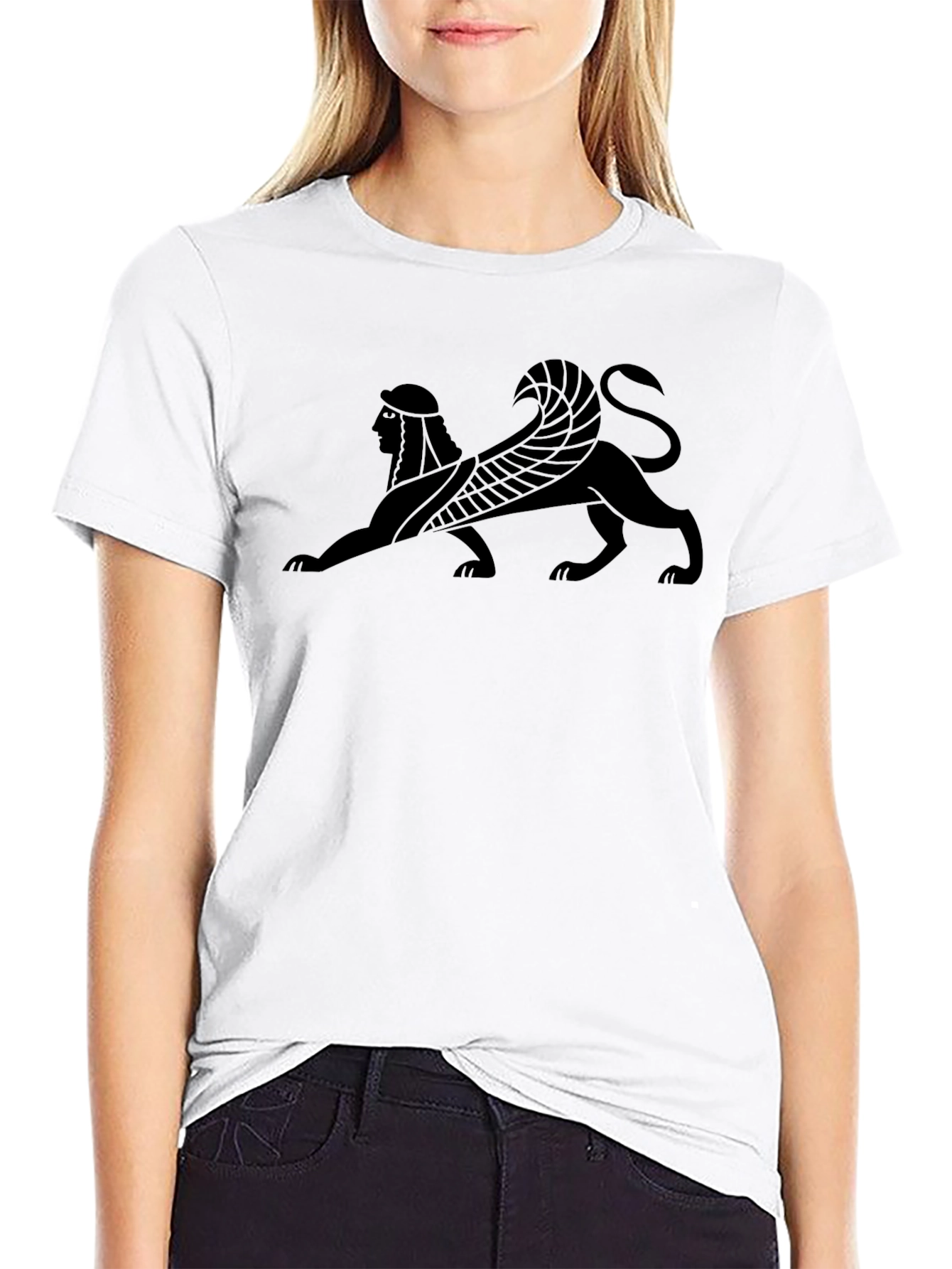 Black Sphinx Graphic Tee - Black Cotton T-Shirt view 9