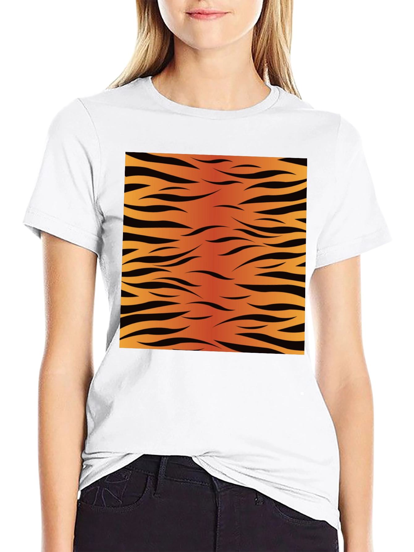 Black Tiger Stripe Graphic Tee - Black Cotton Comfort view 9