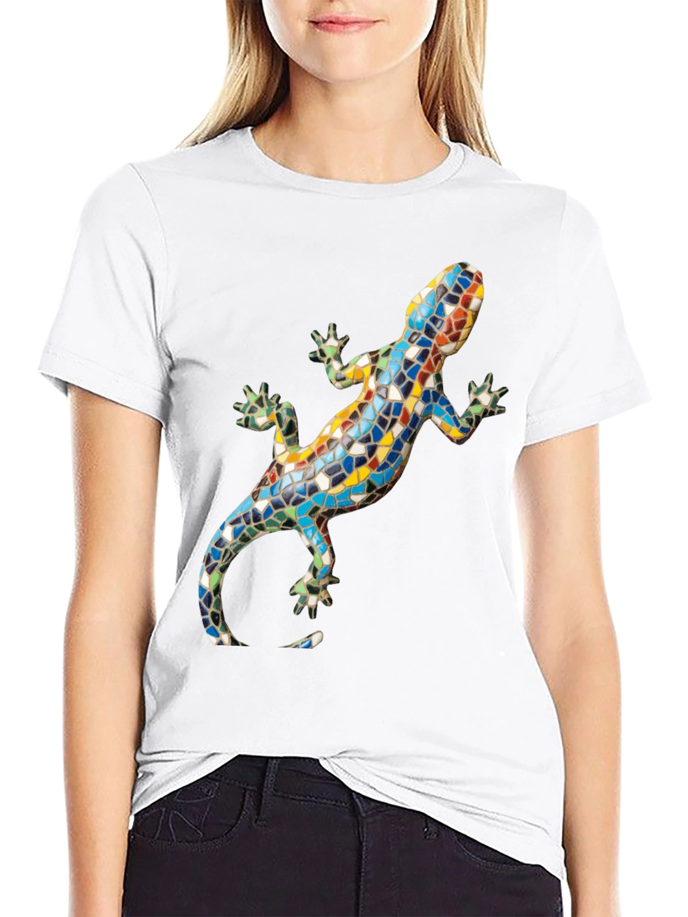 Black Mosaic Lizard Graphic Tee view 9