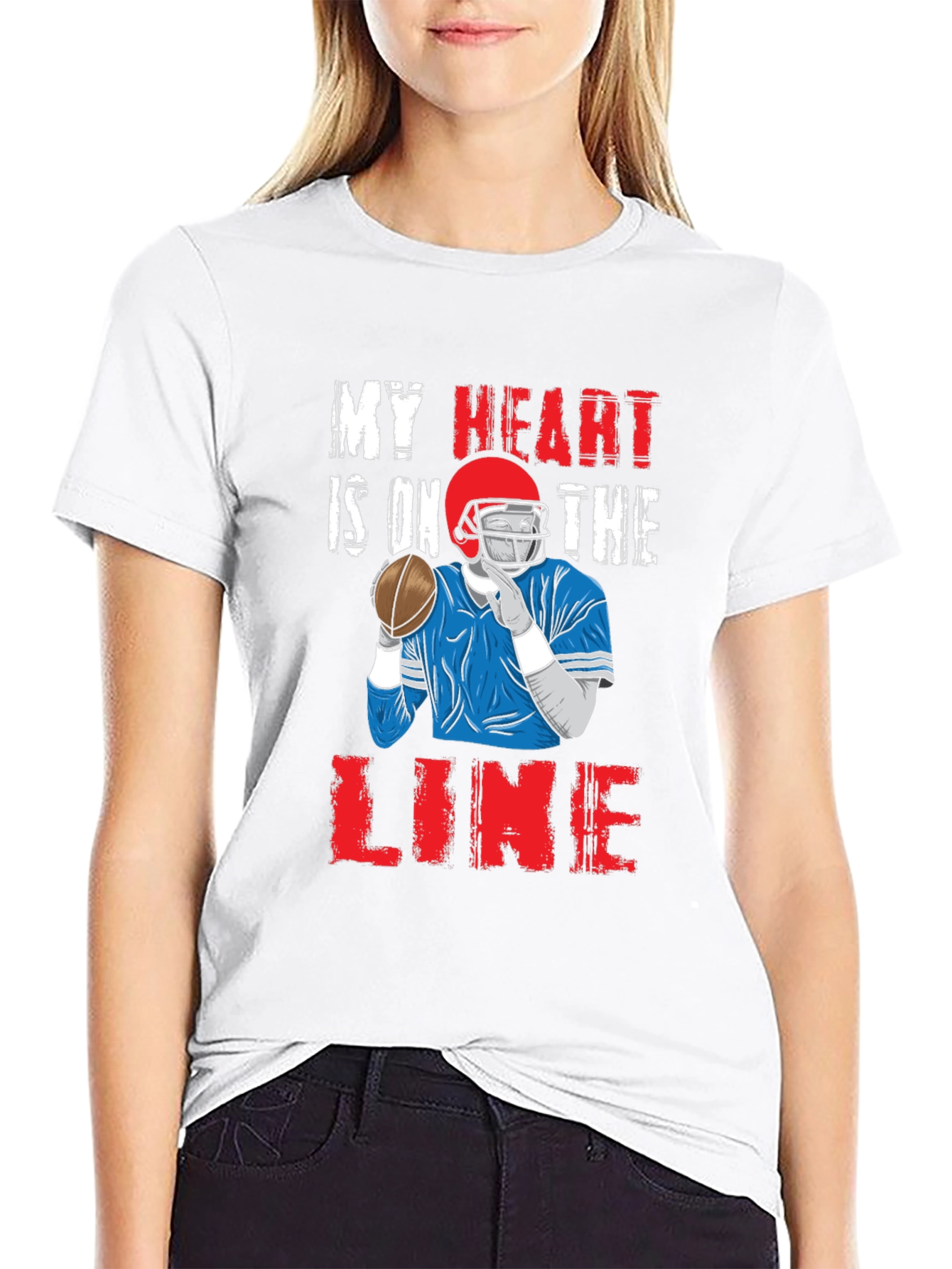 Black My Heart is On The Line Football Graphic Tee view 9