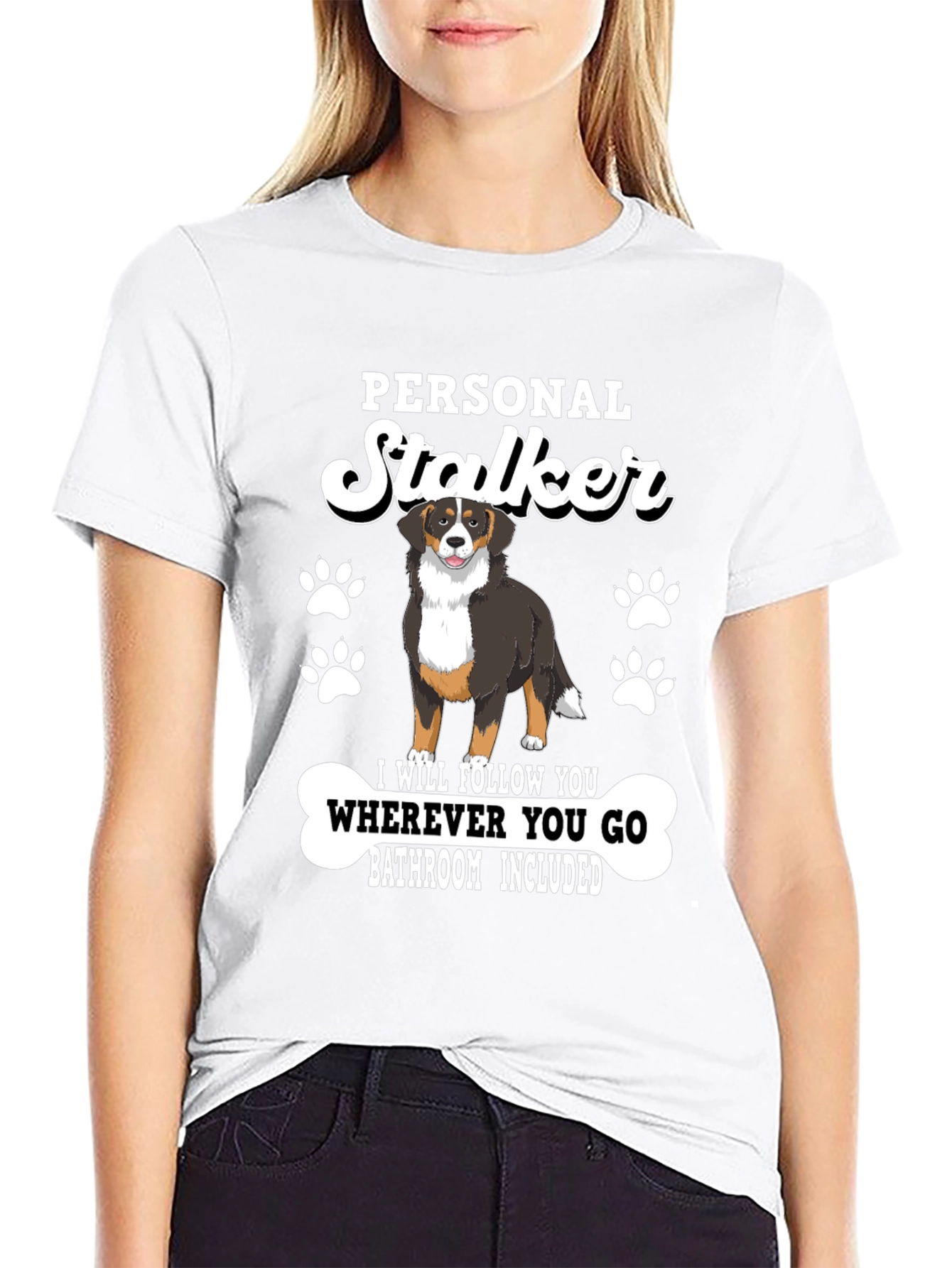 Black Personal Stalker Dog T-Shirt view 9
