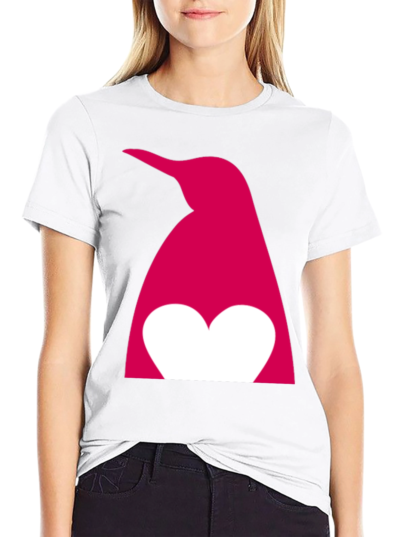 Black Penguin Heart Graphic T-Shirt - Black view 9