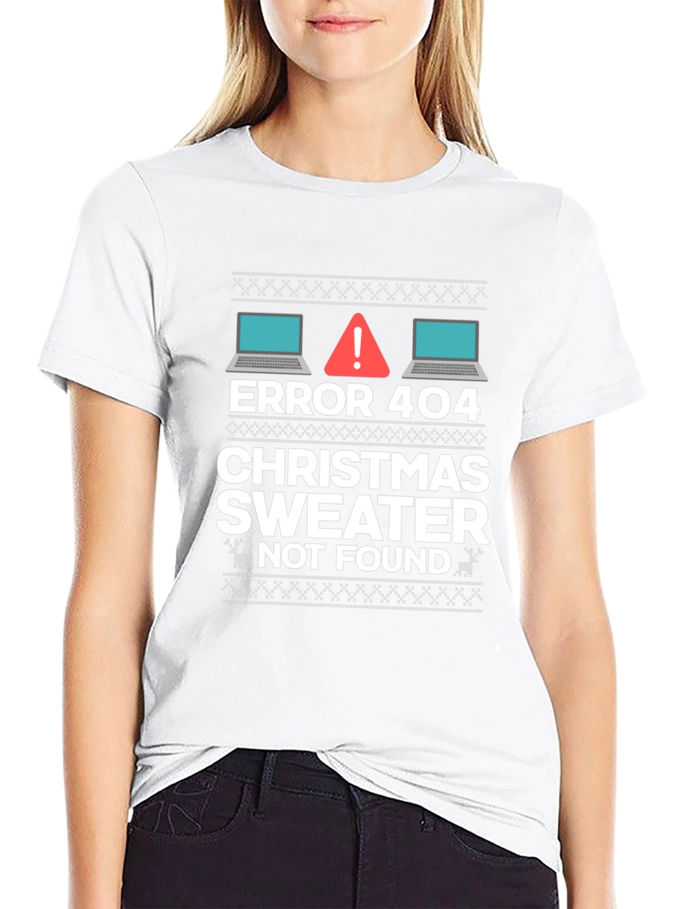 Black Error 404 Christmas Sweater Not Found T-Shirt view 9