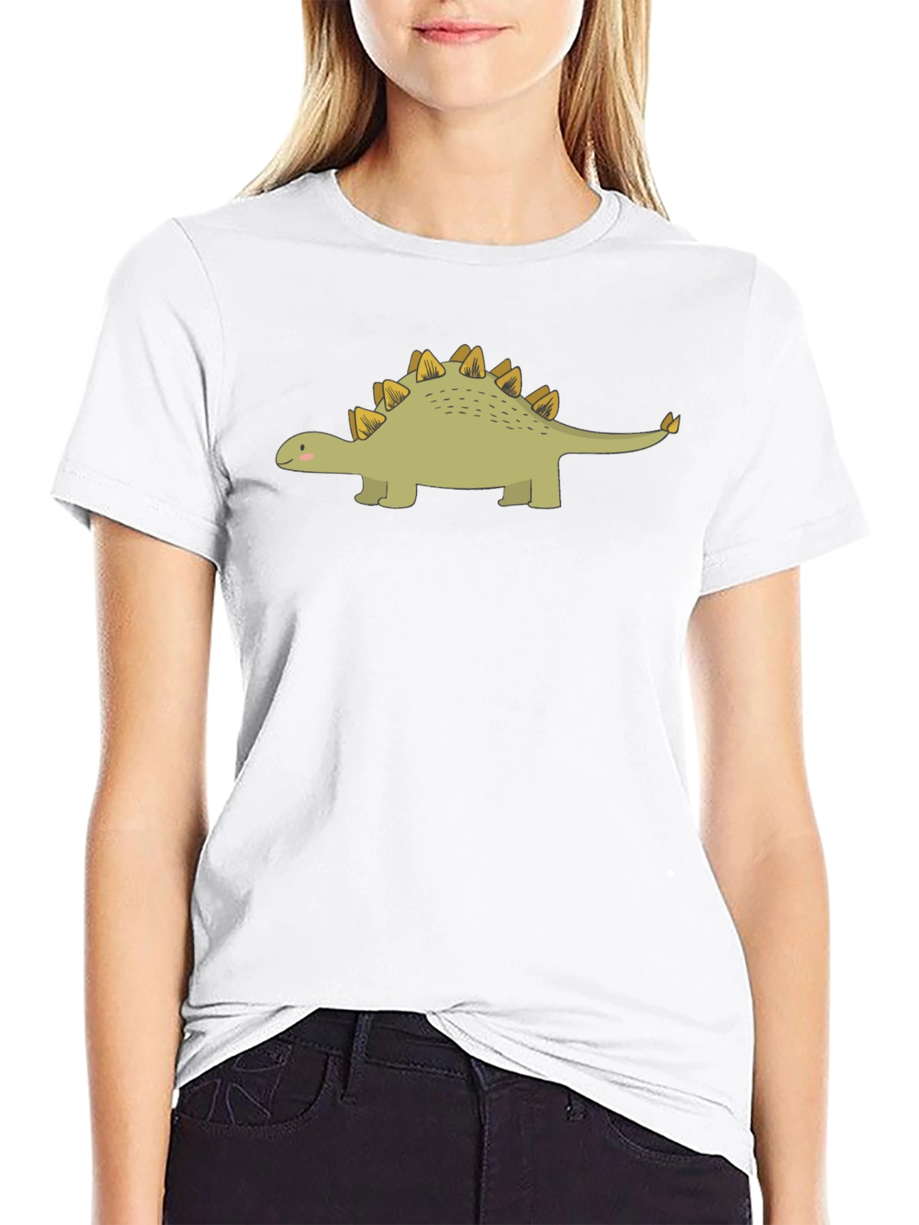 Black Dinosaur Graphic Tee - Cute Stegosaurus T-Shirt view 9
