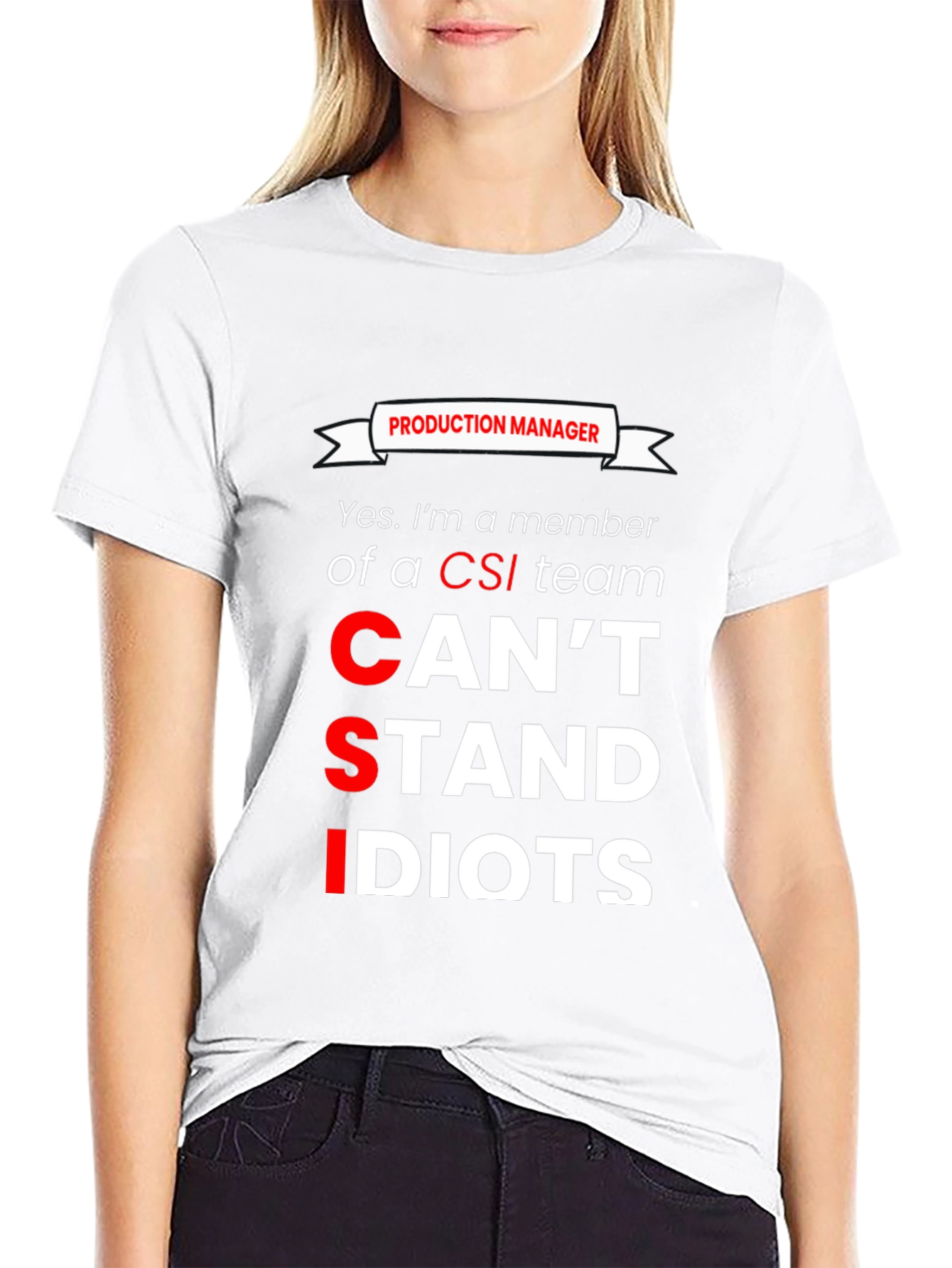 Black Production Manager CSI Humor Graphic T-Shirt view 9