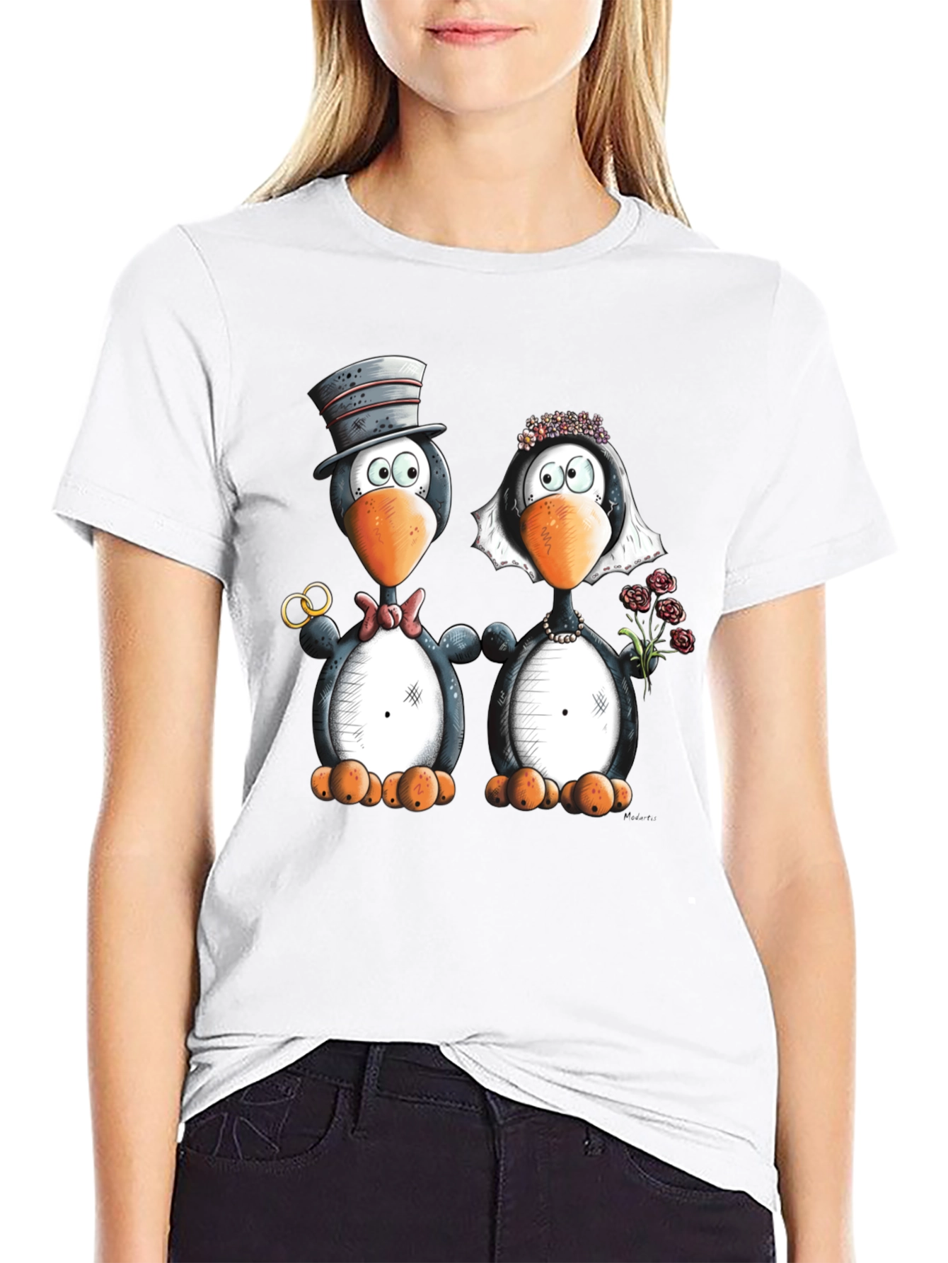 Black Penguin Wedding Graphic Tee - Black view 9