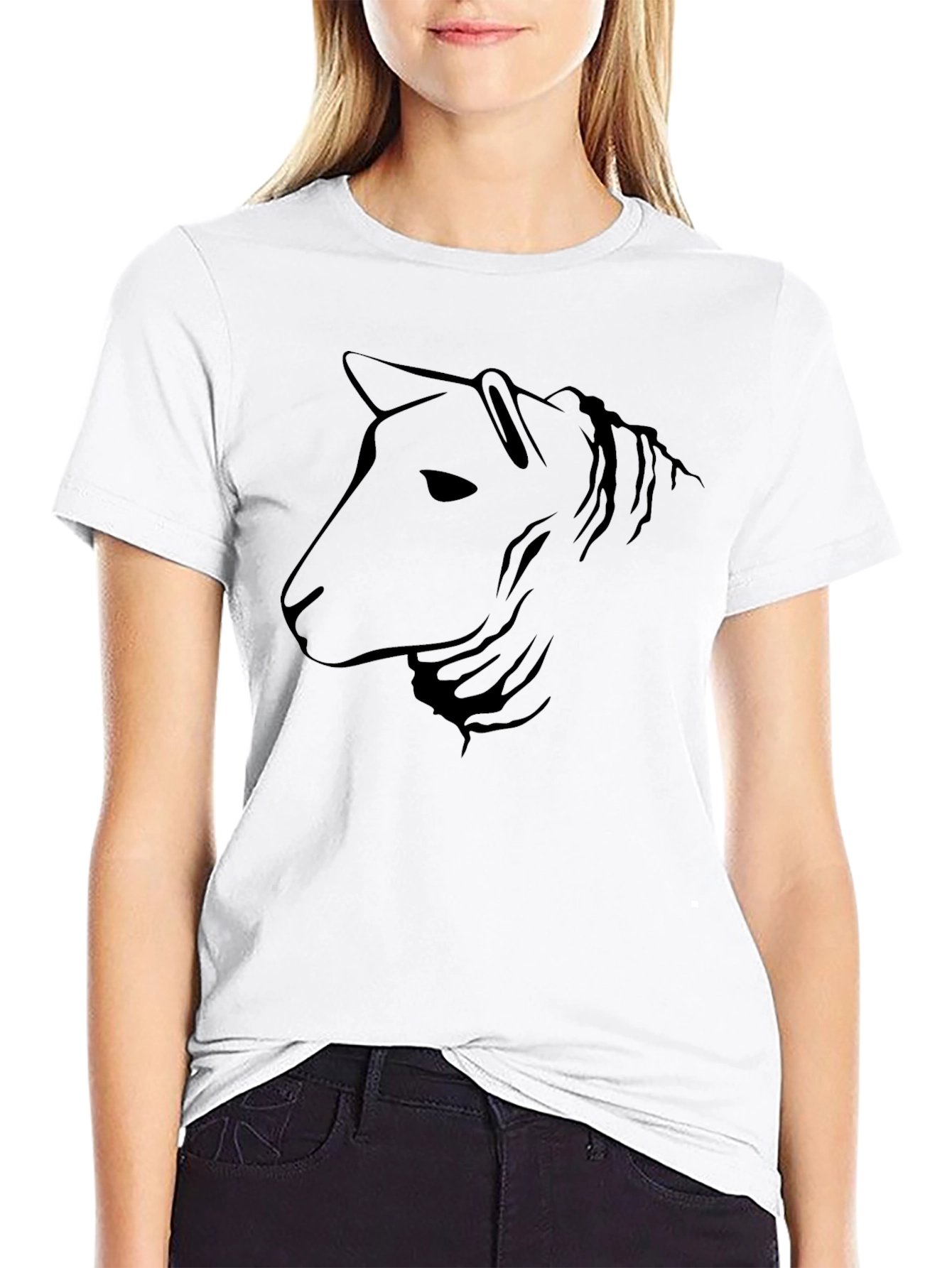 Black Stylized Horse Graphic Tee - Black view 9