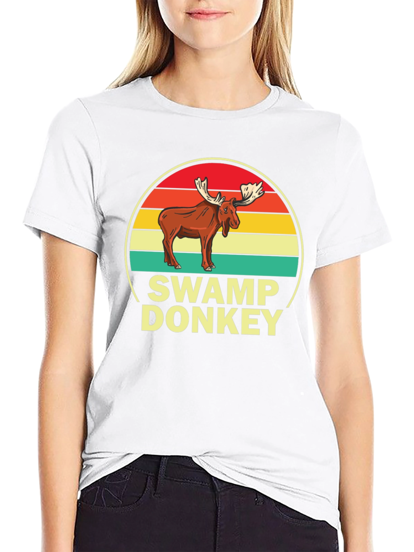 Black Swamp Donkey T-Shirt, Moose Graphic Tee view 9