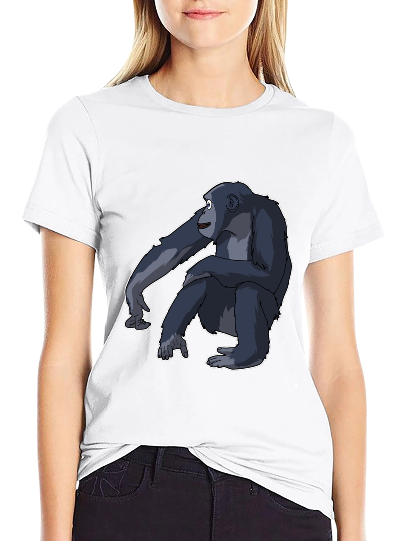 Black Chimpanzee Graphic Tee - Black Cotton T-Shirt view 9
