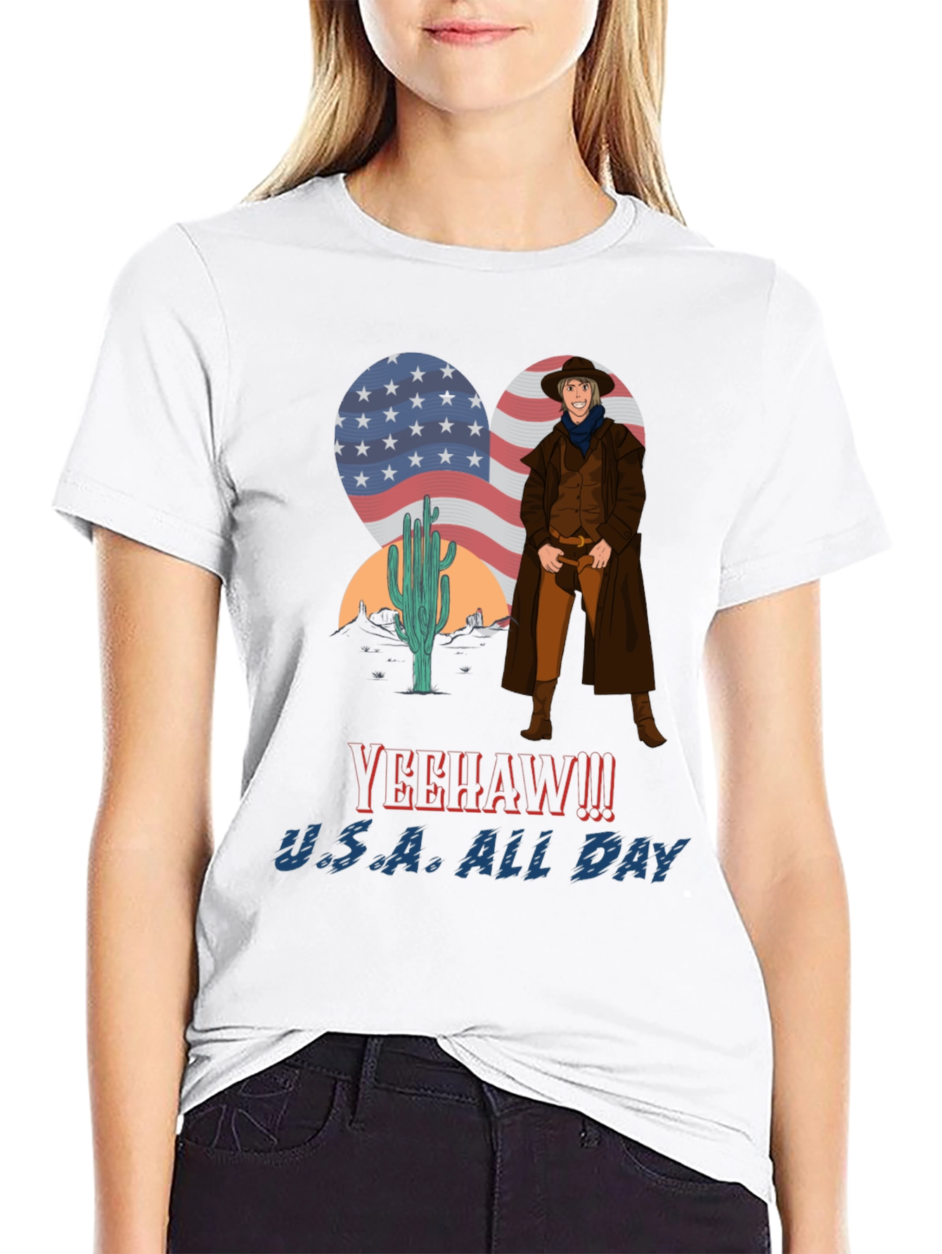 Black Yeehaw U.S.A. All Day Cowboy T-Shirt view 9