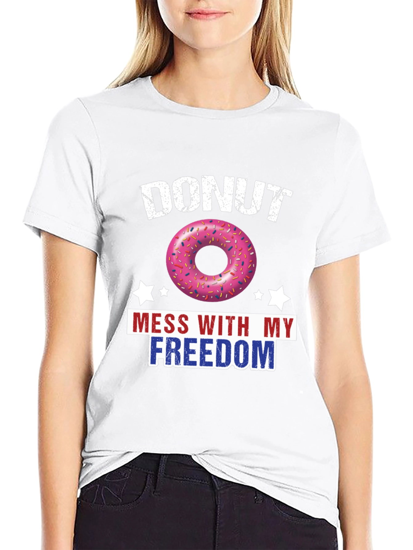 Black Donut Mess With My Freedom Patriotic T-Shirt view 9