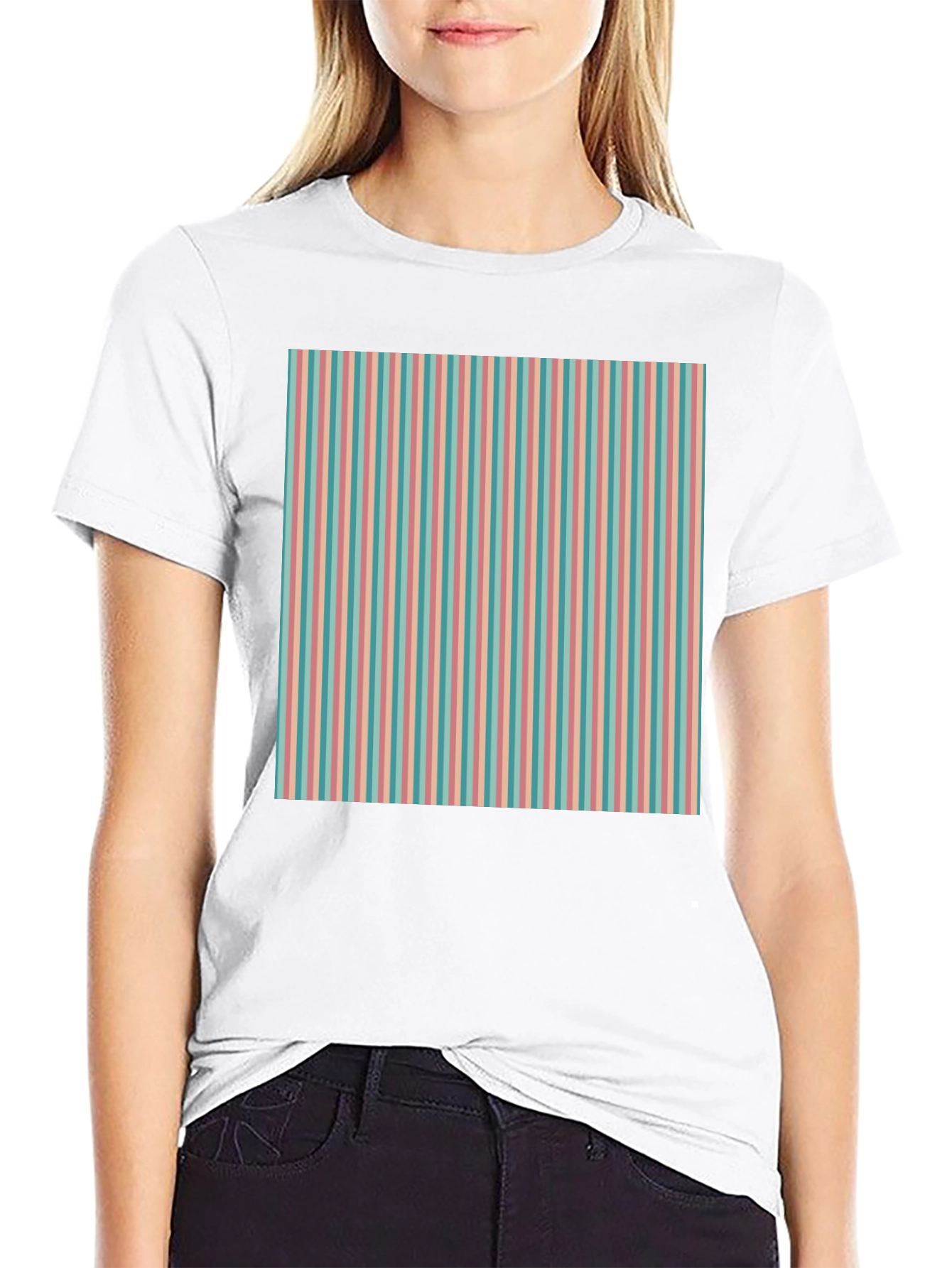 Black Striped Pattern Tee - Retro Style view 9