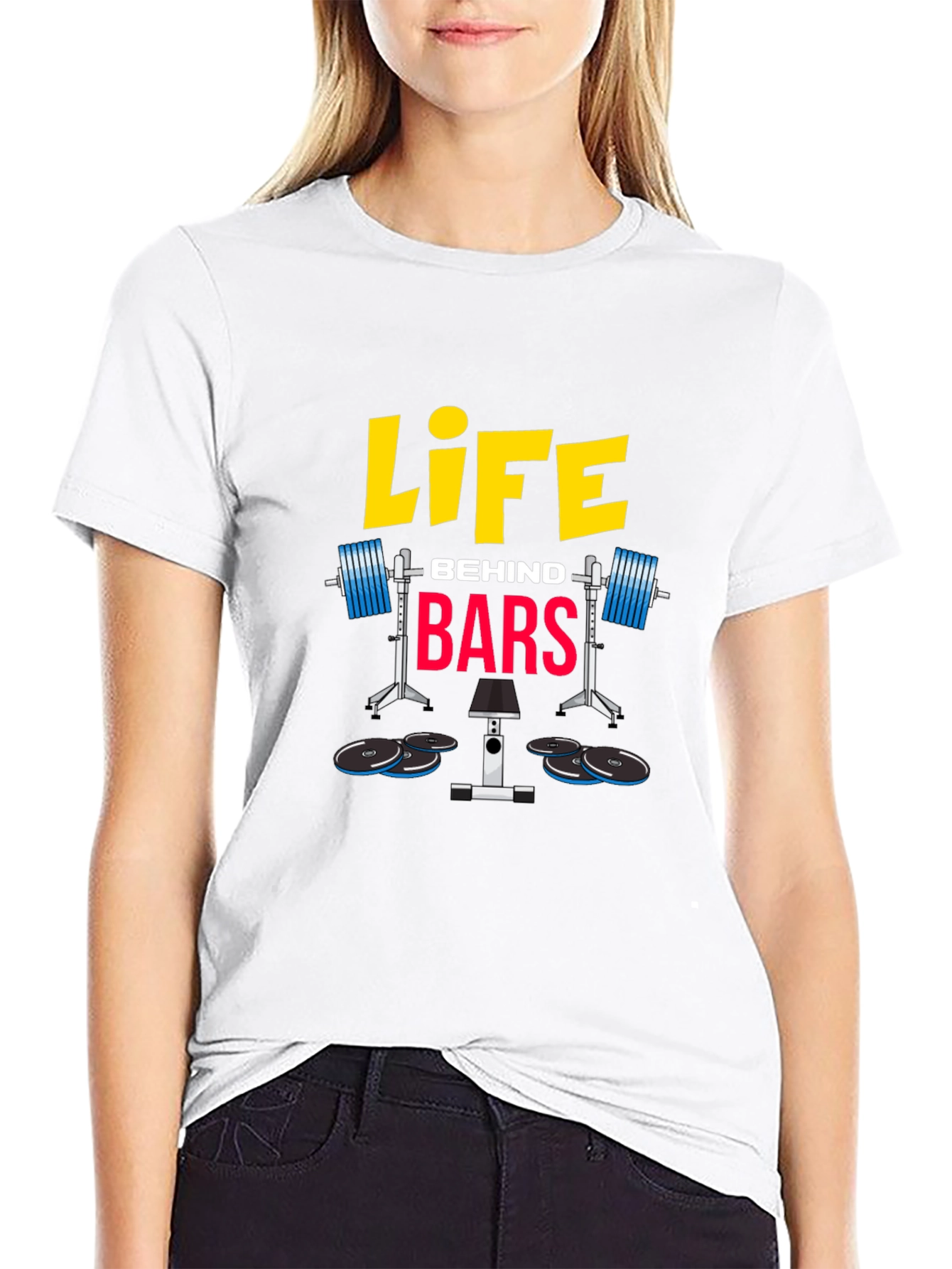 Black Life Behind Bars Graphic T-Shirt - Weightlifting Gym Tee view 9